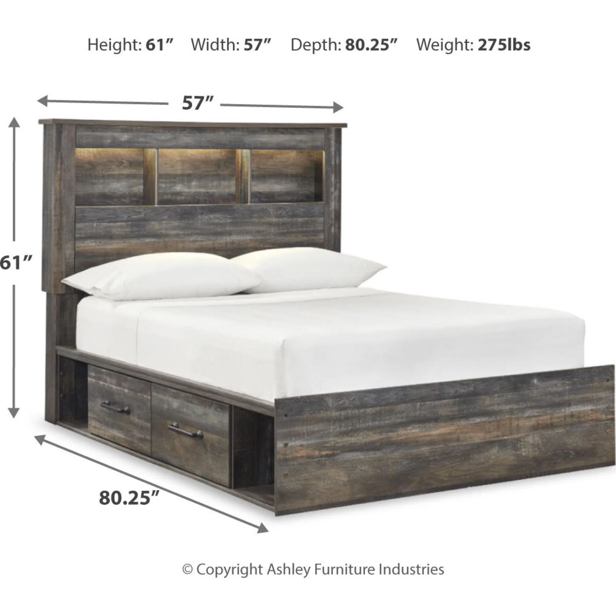 Drystan Full Bookcase Bed with 4 Drawer Storage - Image 7