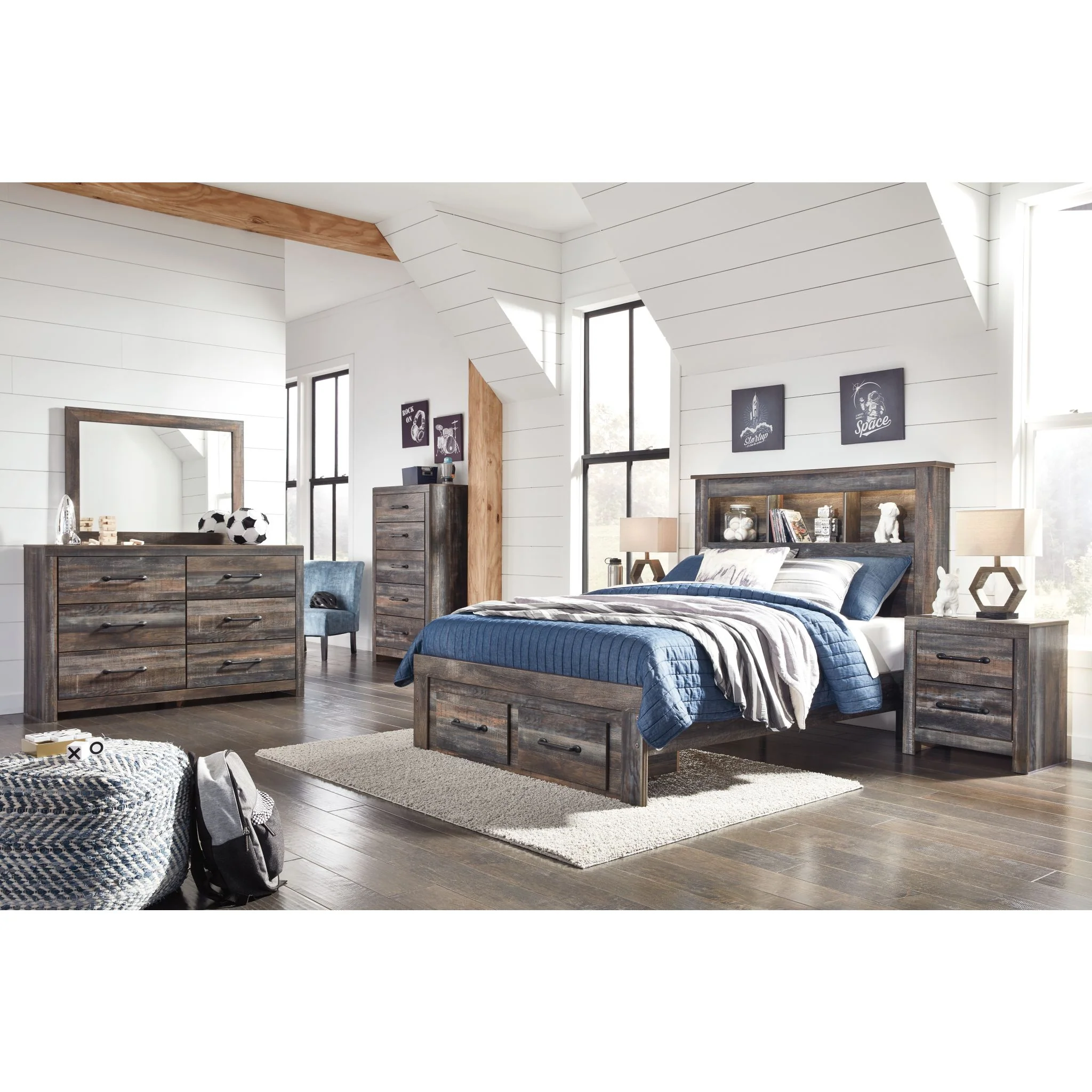 Drystan Full Bookcase Bed with Footboard Storage - Image 4