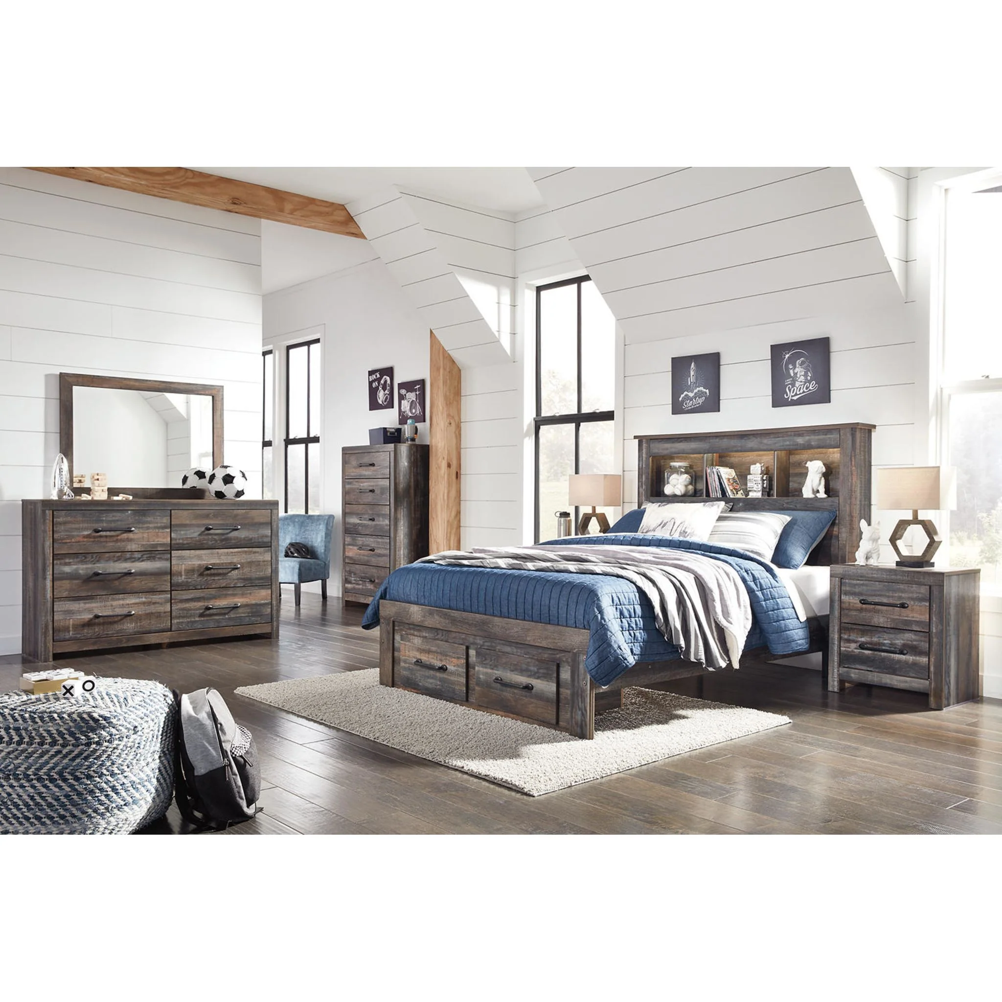 Drystan Full Bookcase Bed with Footboard Storage - Image 6