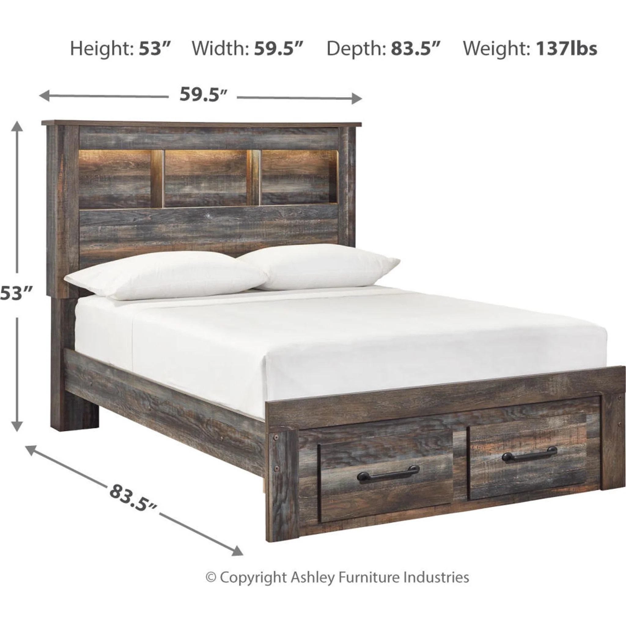 Drystan Full Bookcase Bed with Footboard Storage - Image 8