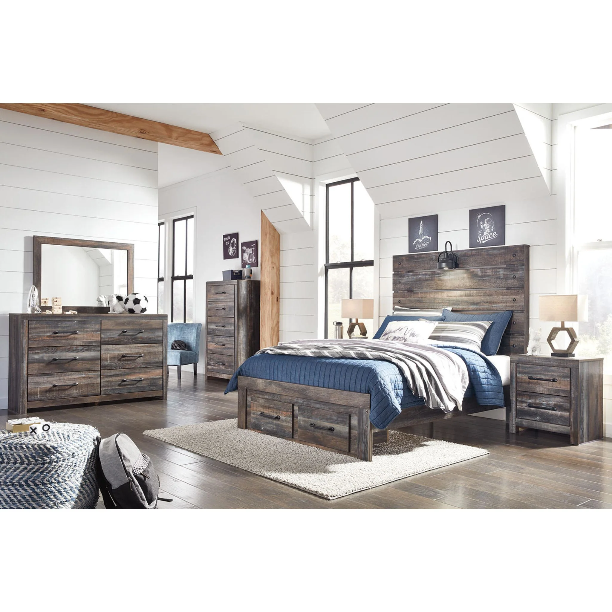 Drystan Full Panel Bed with Footboard Storage Bedroom - Image 6