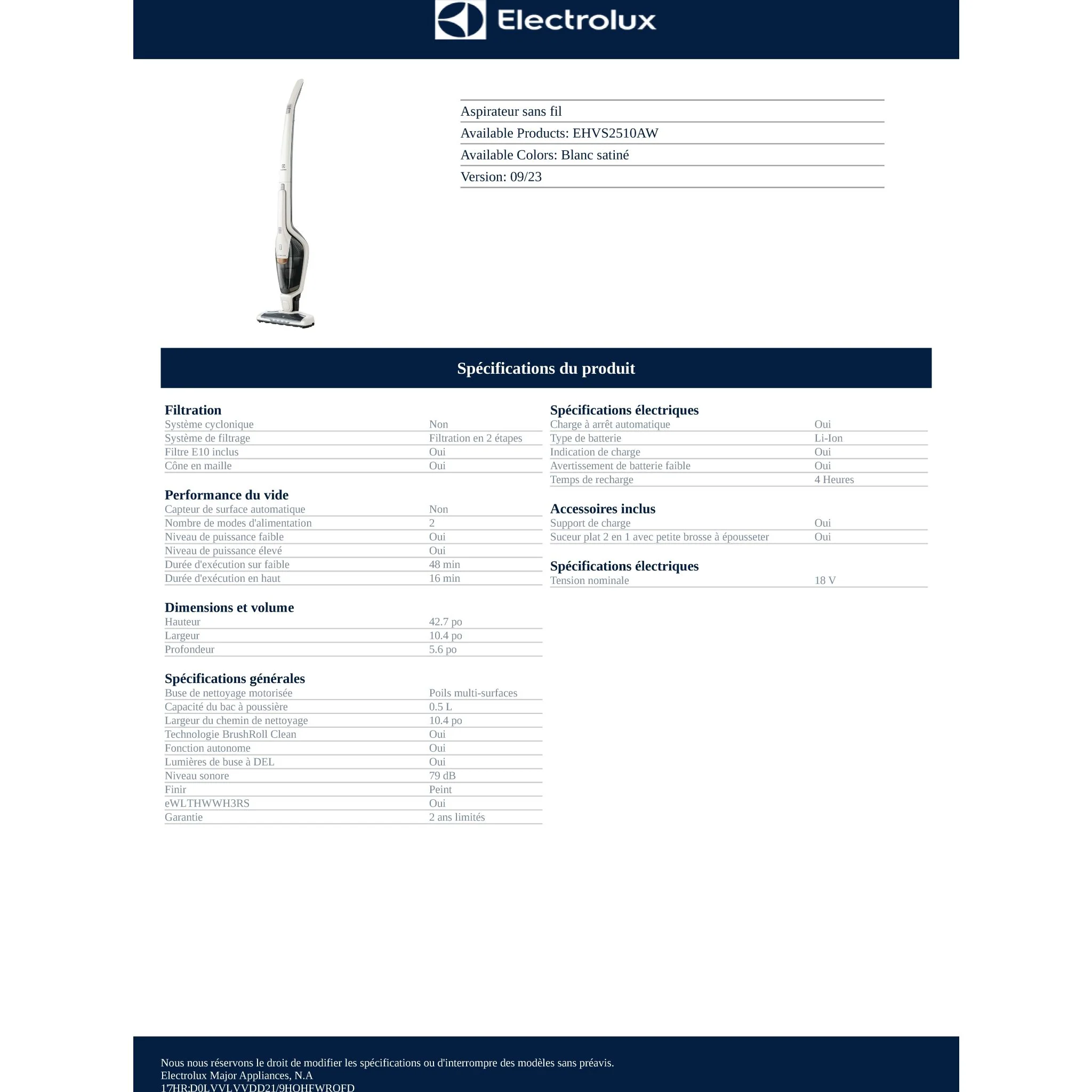 Electrolux Ergorapido™ Vacuum - White ( EHVS2510AW ) - Image 32