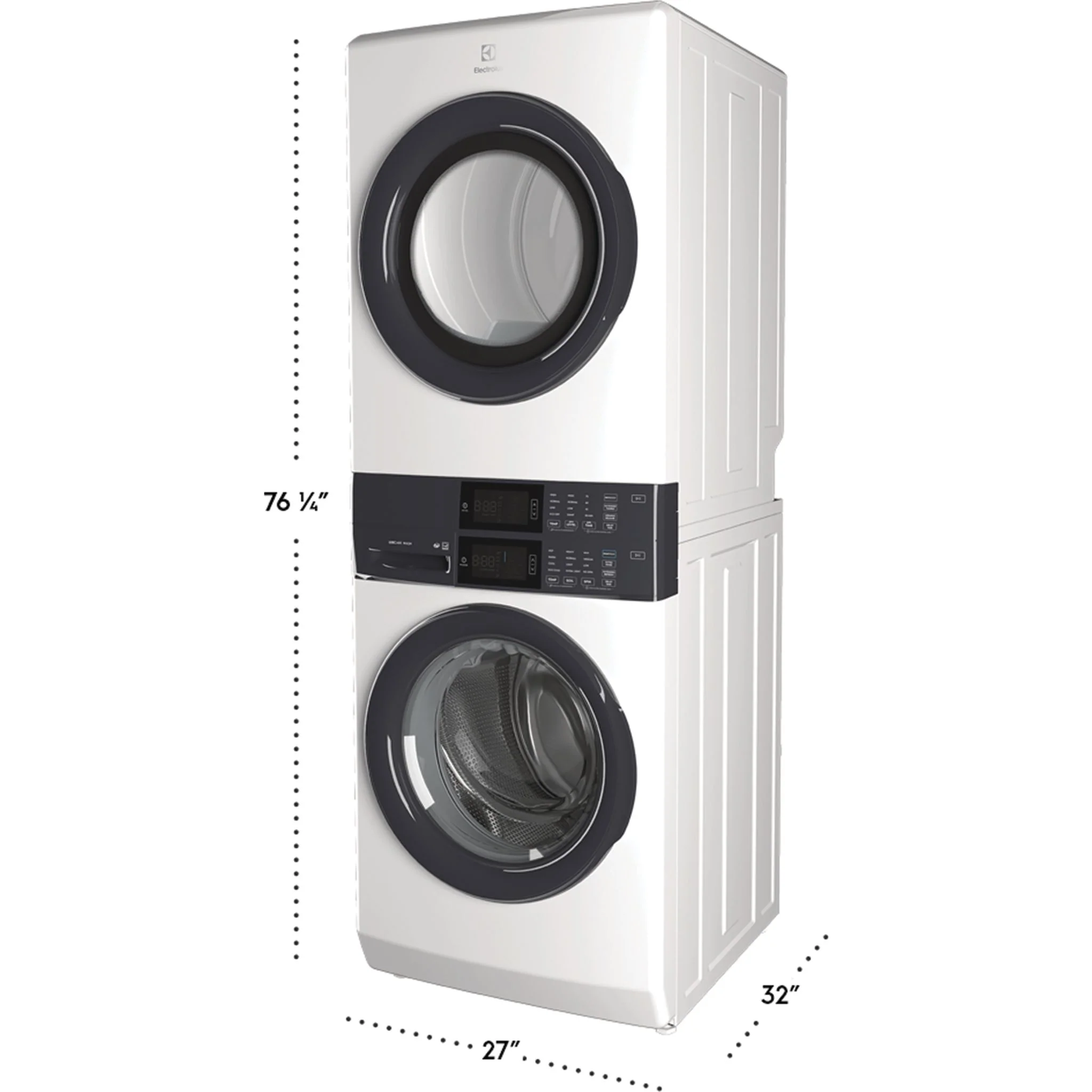 Electrolux Laundry Tower Single Unit Front Load 5.1 Cu. Ft. I.E.C Washer and 8 Cu. Ft. Electric Dryer - White ( ELTE730CAW ) - Image 2