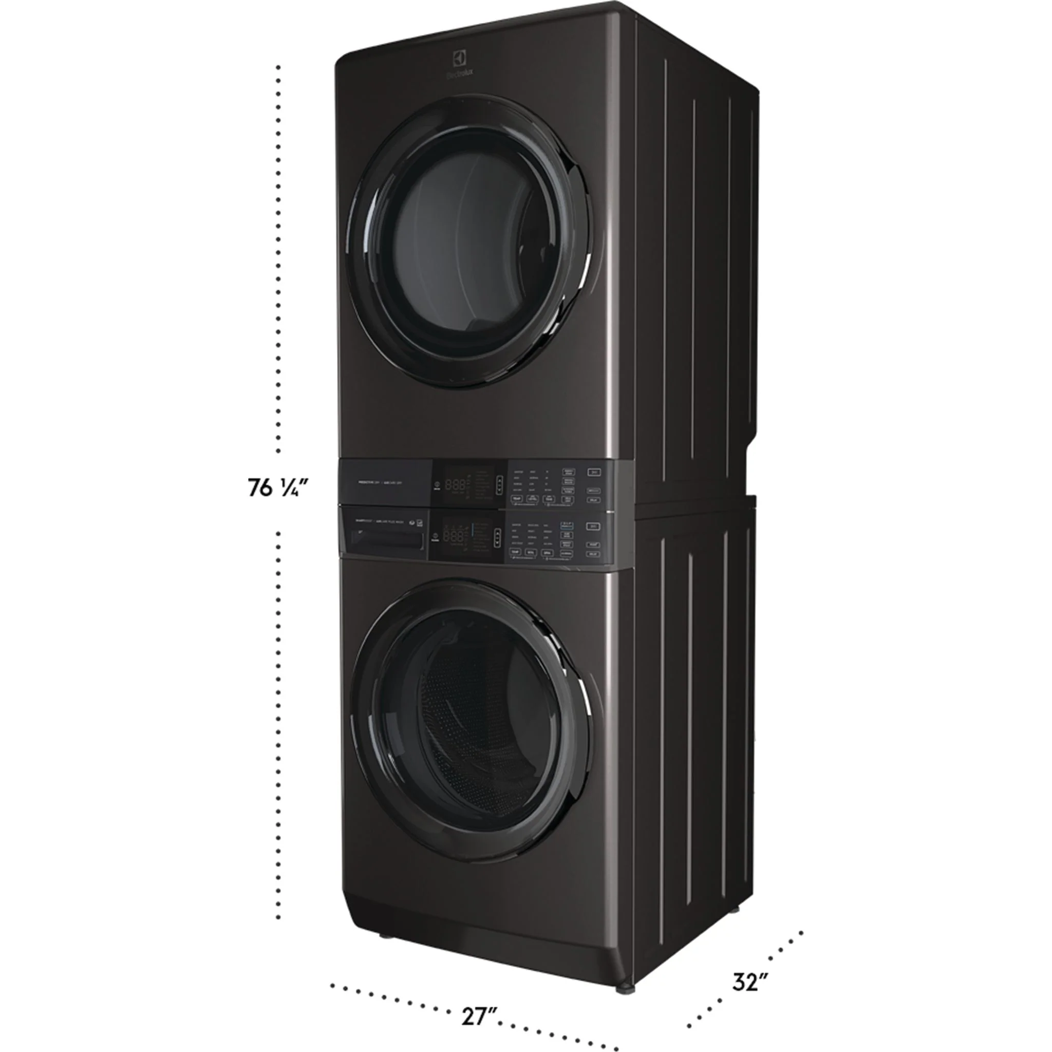 Electrolux Laundry Tower Single Unit Front Load 5.2 Cu. Ft. I.E.C Washer and 8 Cu. Ft. Electric Dryer - Black ( ELTE760CAT ) - Image 2