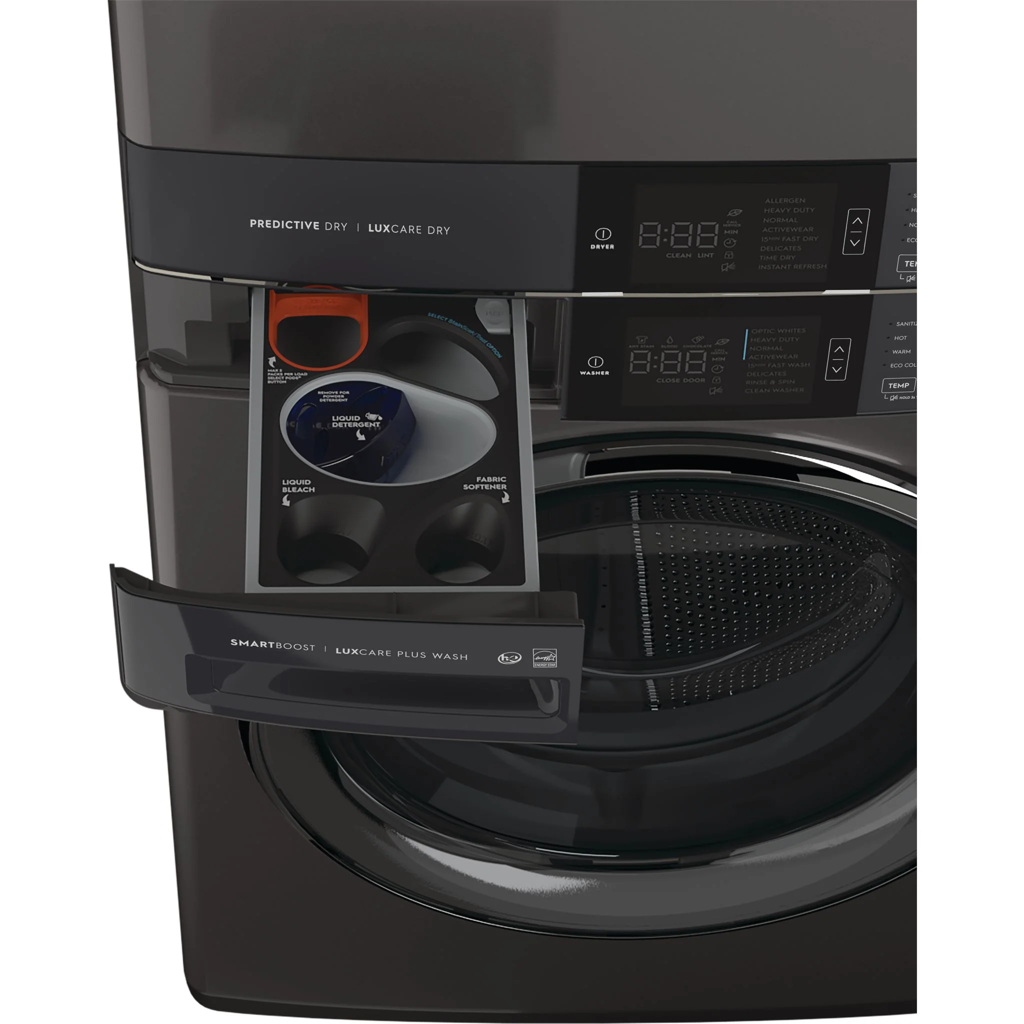 Electrolux Laundry Tower Single Unit Front Load 5.2 Cu. Ft. I.E.C Washer and 8 Cu. Ft. Electric Dryer - Black ( ELTE760CAT ) - Image 7