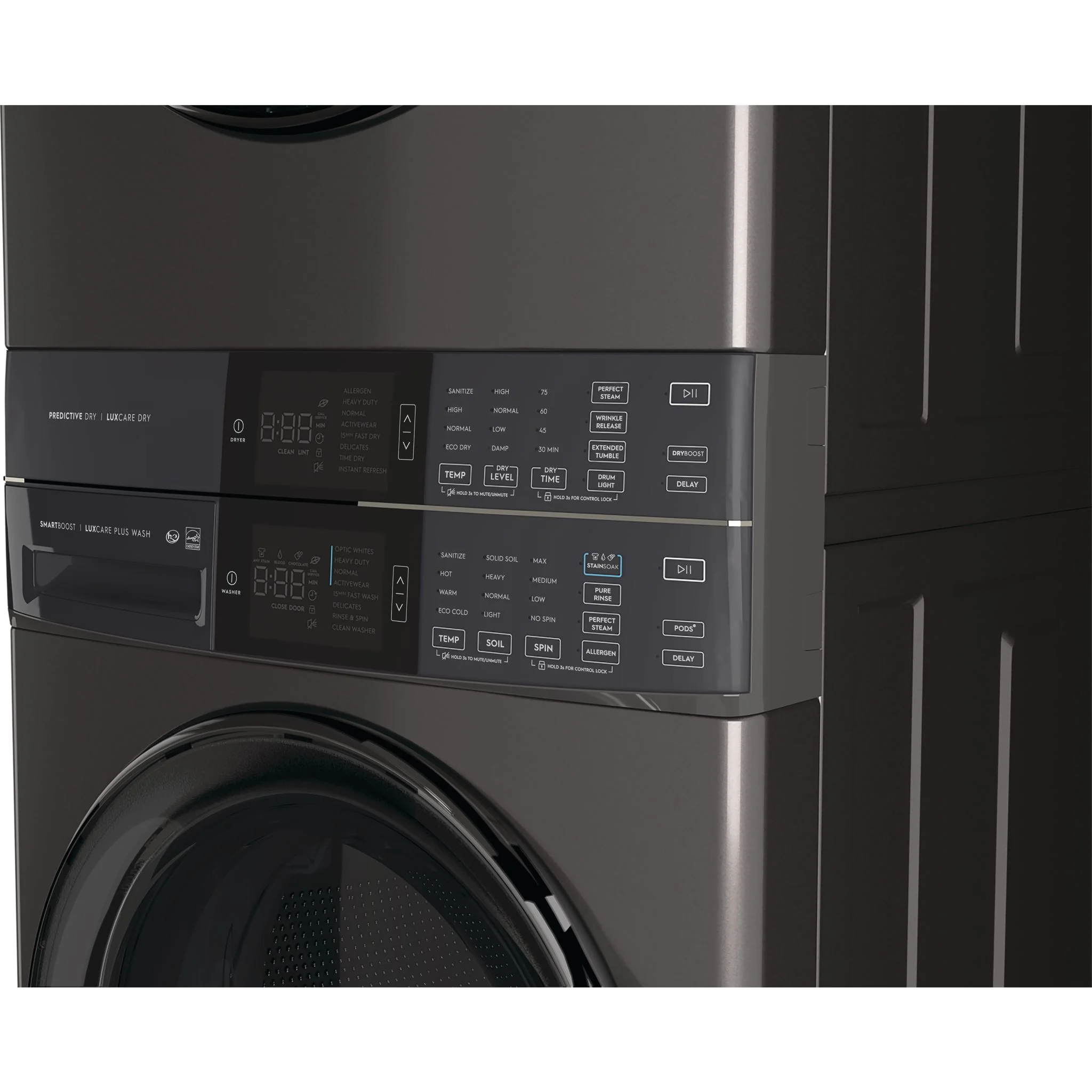Electrolux Laundry Tower Single Unit Front Load 5.2 Cu. Ft. I.E.C Washer and 8 Cu. Ft. Electric Dryer - Black ( ELTE760CAT ) - Image 8