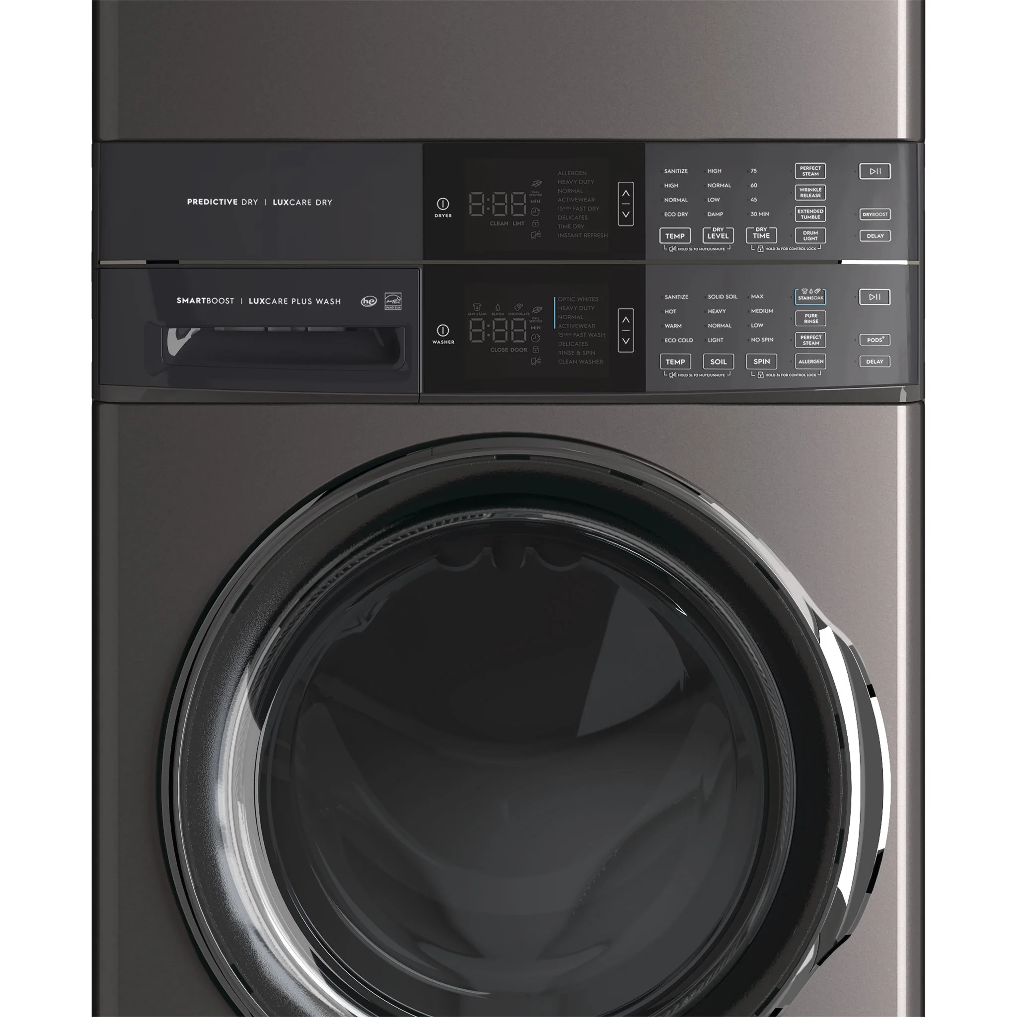 Electrolux Laundry Tower Single Unit Front Load 5.2 Cu. Ft. I.E.C Washer and 8 Cu. Ft. Electric Dryer - Black ( ELTE760CAT ) - Image 9