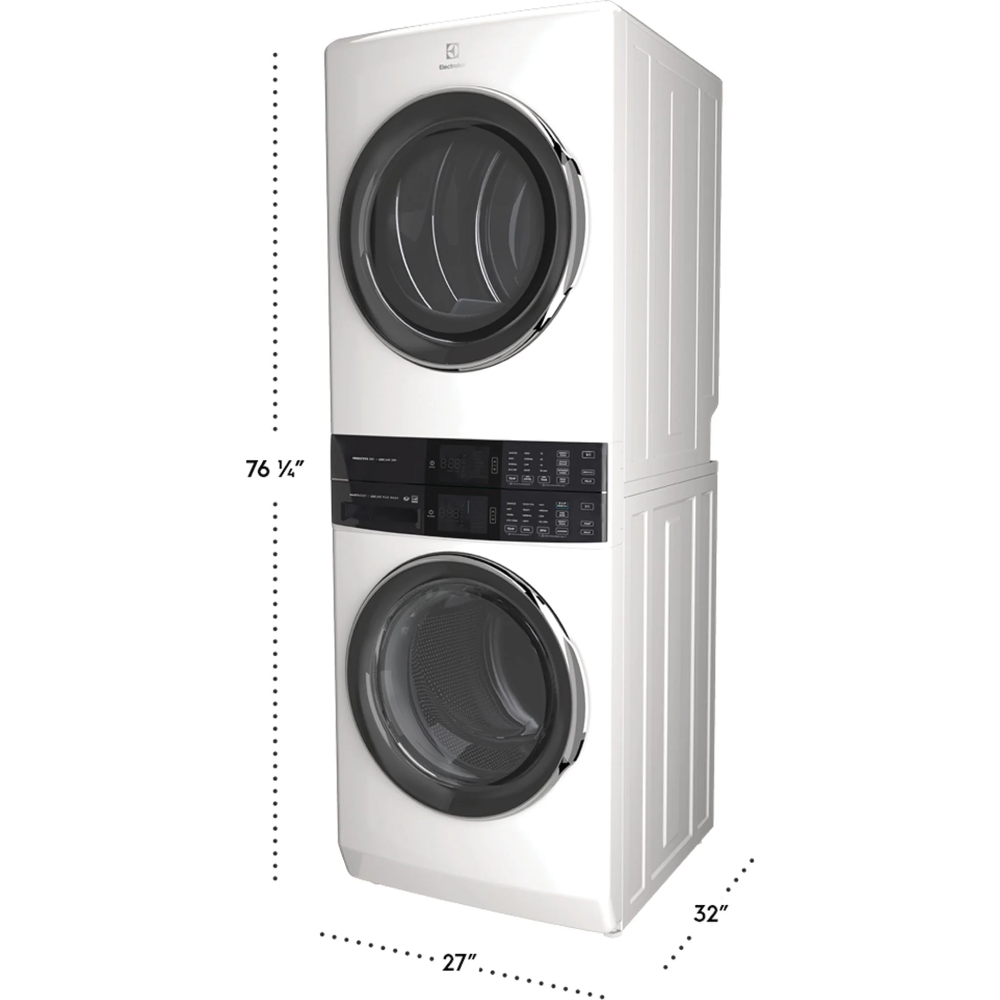 Electrolux Laundry Tower Single Unit Front Load 5.2 Cu. Ft. I.E.C Washer and 8 Cu. Ft. Electric Dryer - White ( ELTE760CAW ) - Image 2