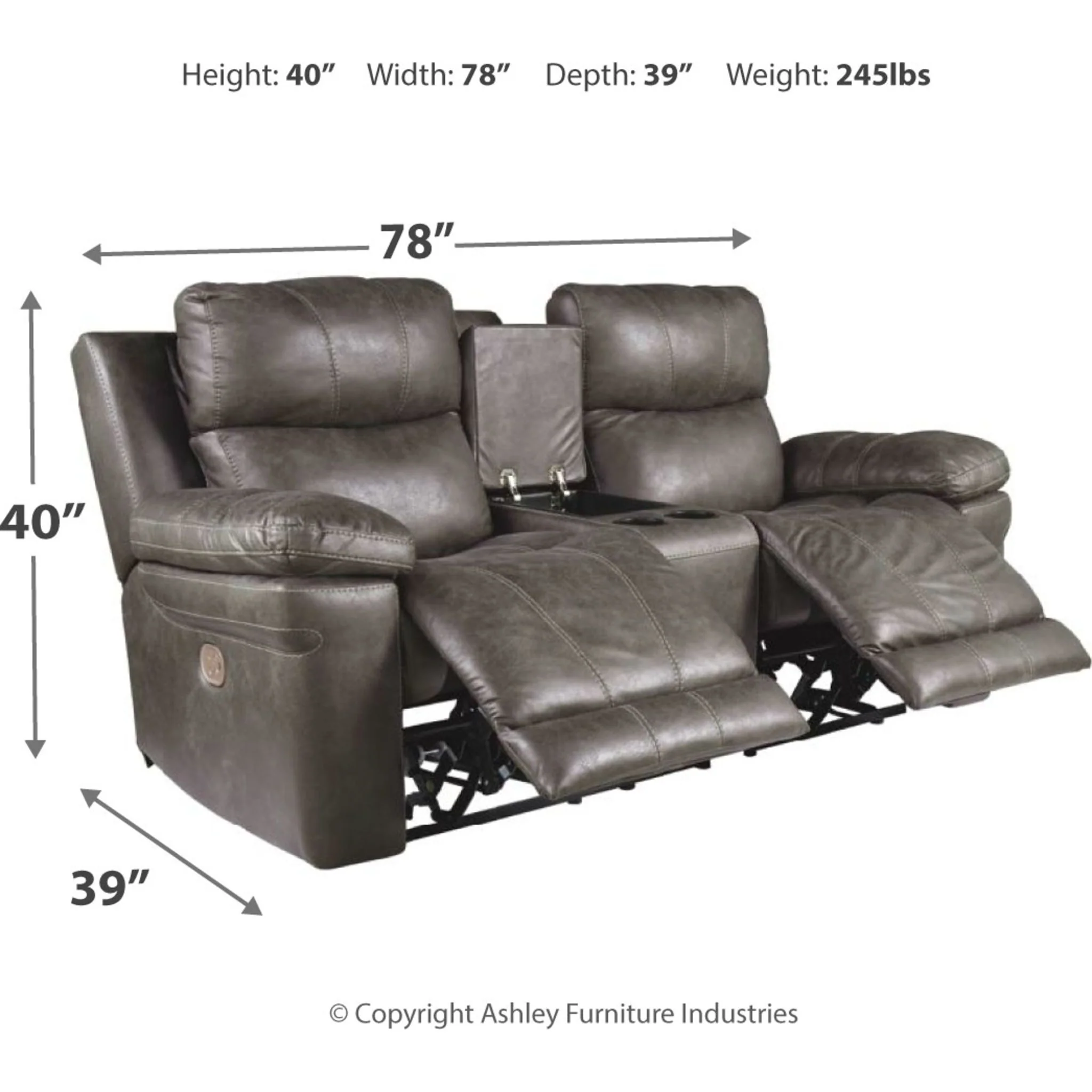 Erlangen Power Reclining Loveseat with Adjustable Headrest - Image 4