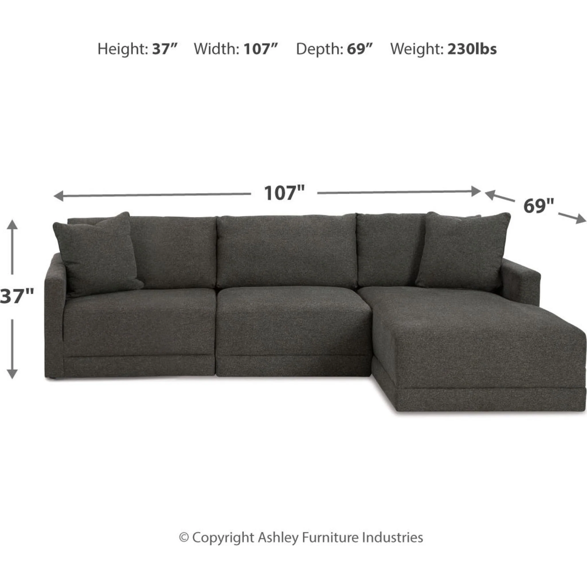 Evey-Exclusive 3 Piece Modular Sectional with Chaise - Image 12