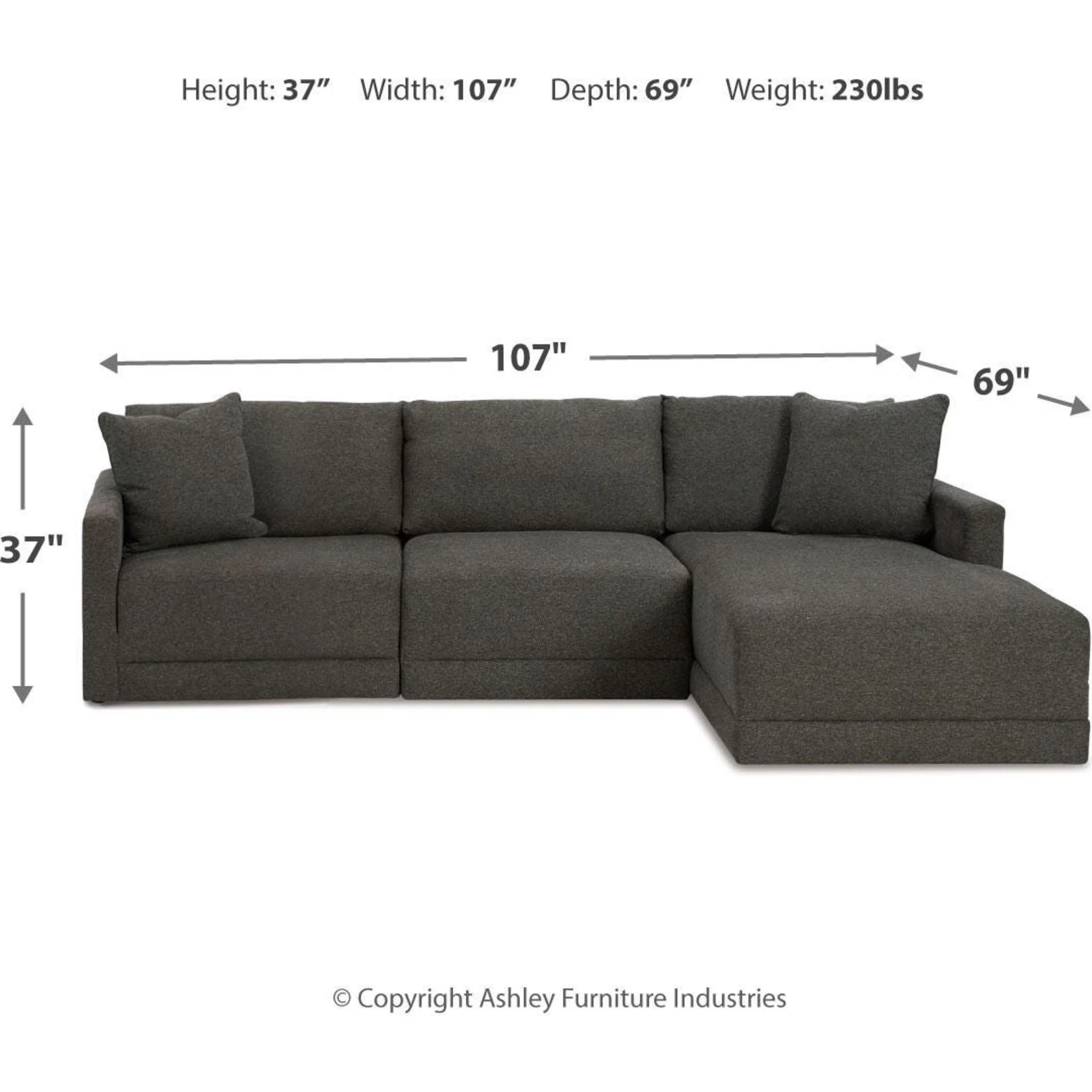 Evey-Exclusive 3 Piece Modular Sectional with Chaise - Image 18