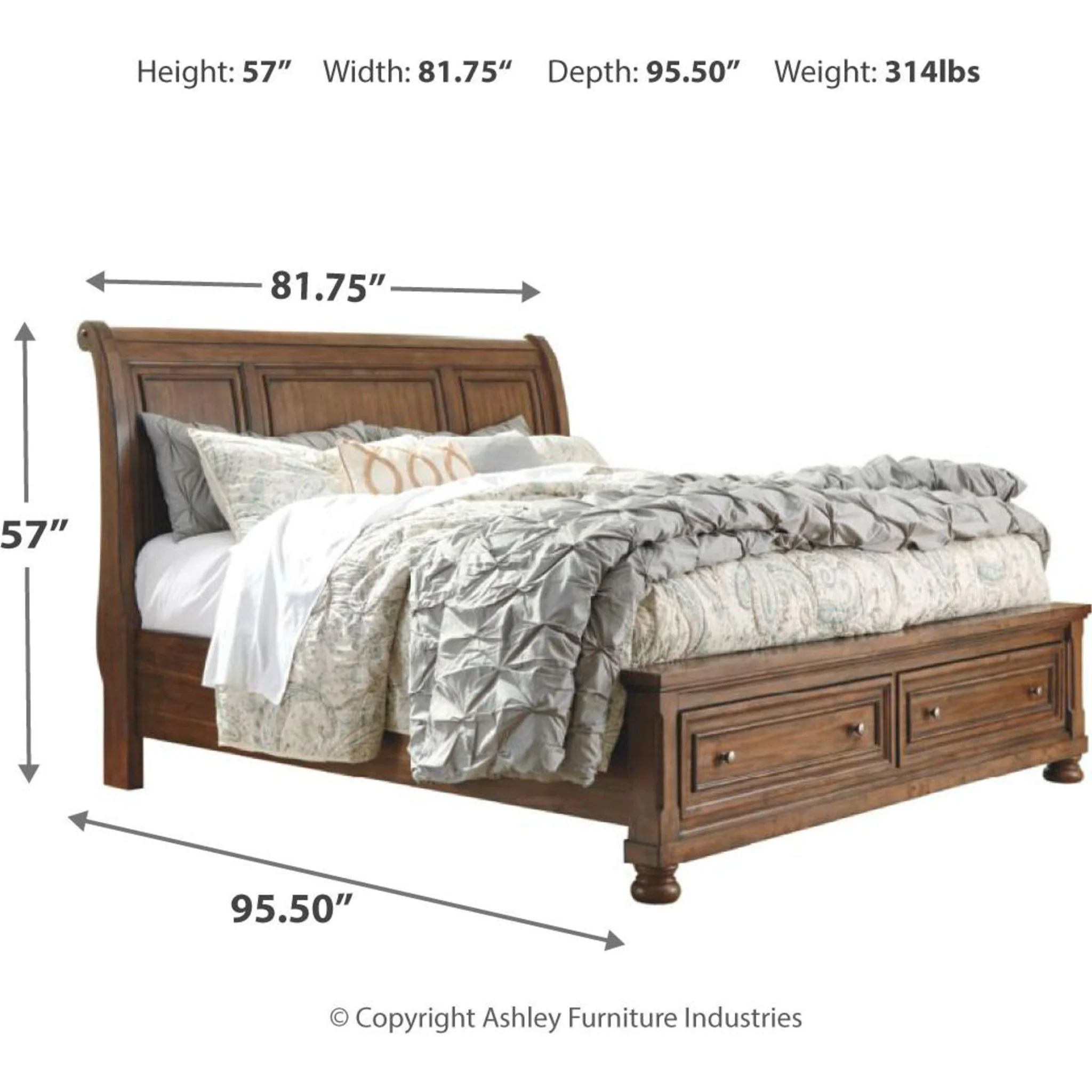 Flynnter 5 Piece Sleigh Bedroom - Image 35