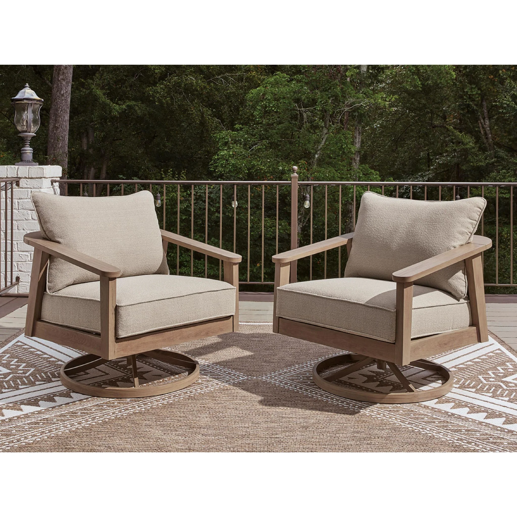 Francis Beach Outdoor Swivel Lounge Chair with Cushion - Image 2