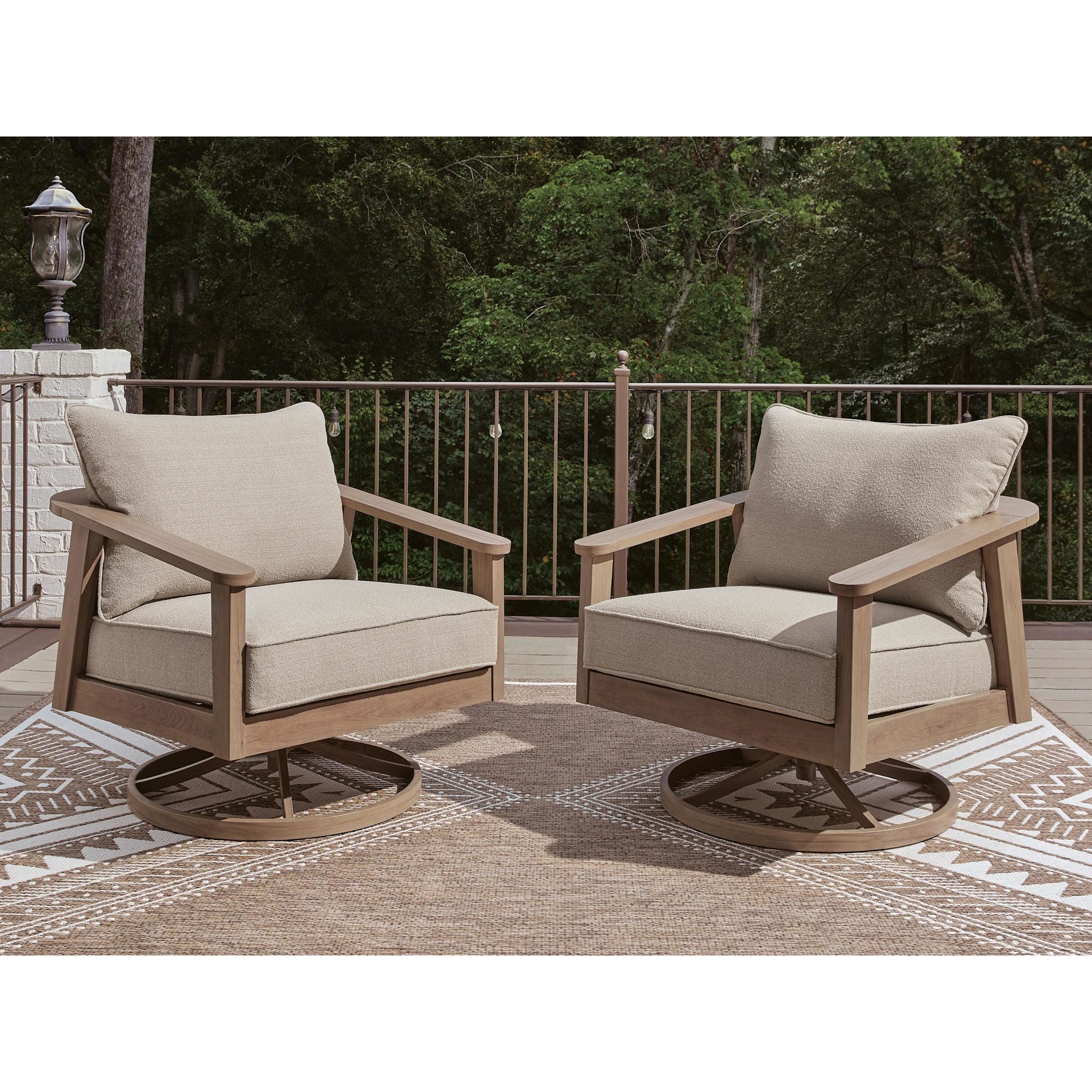 Francis Beach Outdoor Swivel Lounge Chair with Cushion - Image 5