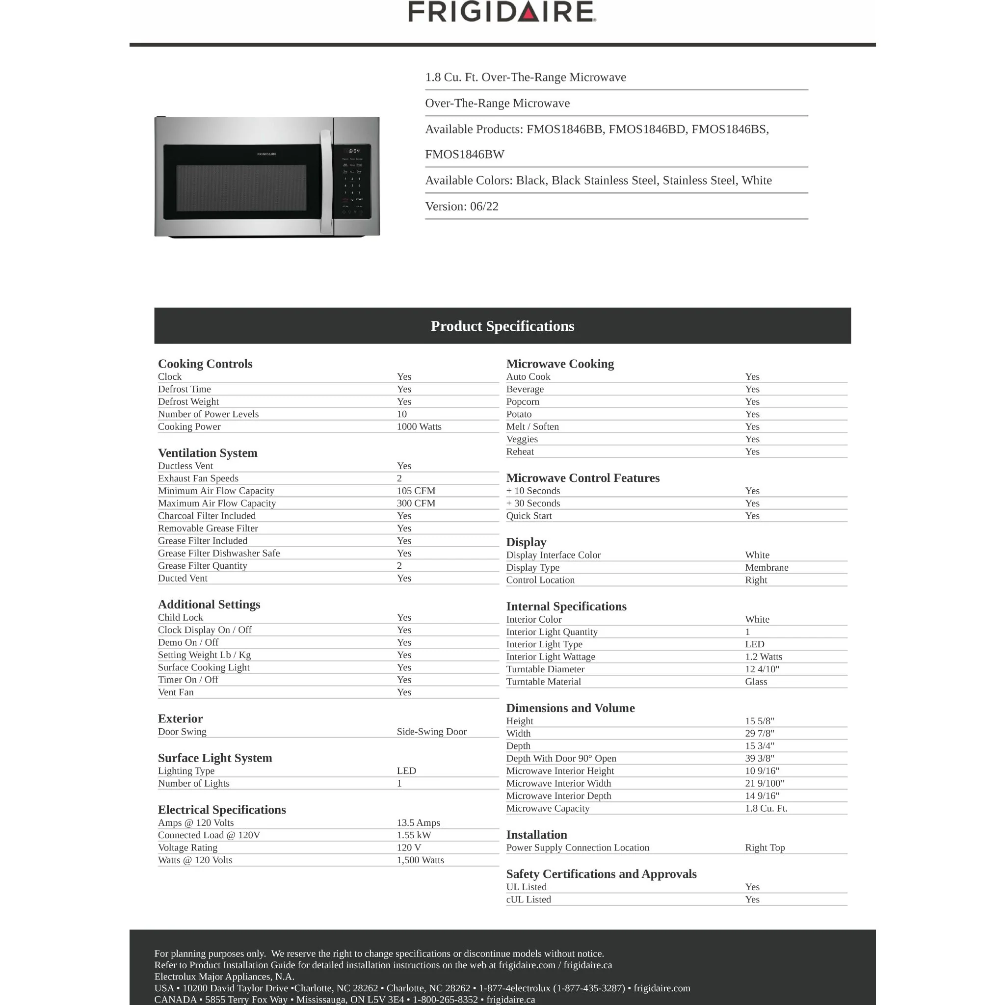 Frigidaire 1.8 Cu. Ft. Over-The-Range Microwave - Stainless Steel ( FMOS1846BS ) - Image 13