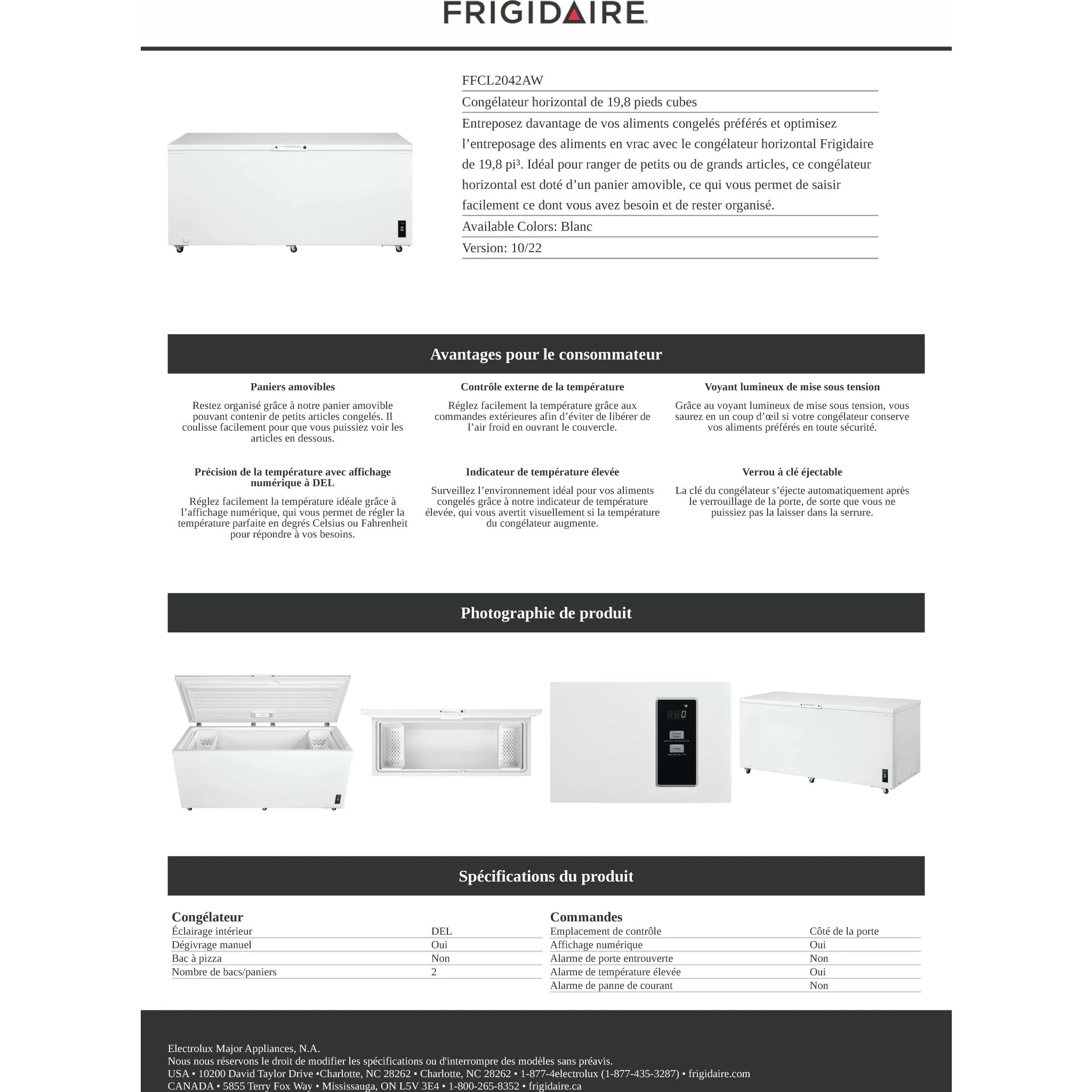 Frigidaire 20 Cu. Ft. Garage Ready Chest Freezer - White ( FFCL2042AW ) - Image 12