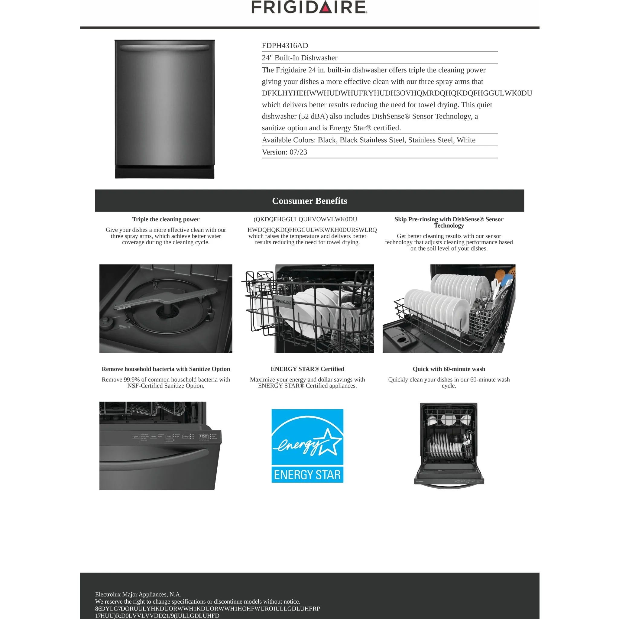 Frigidaire 24" Built-In Dishwasher - Black Stainless ( FDPH4316AD ) - Image 13