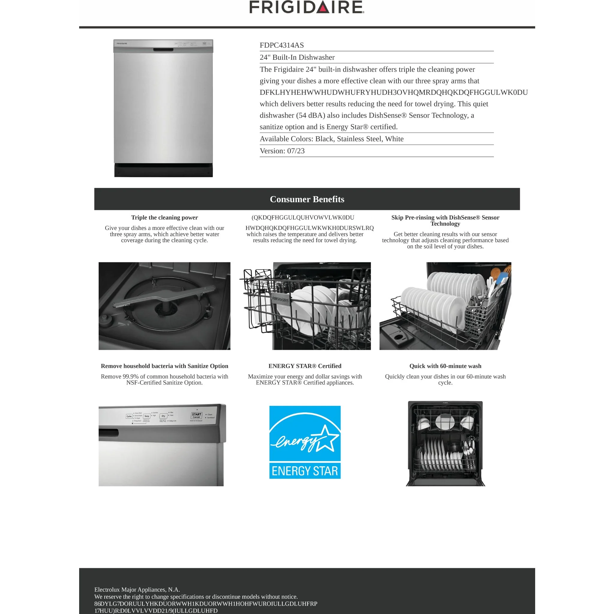 Frigidaire 24" Built-In Dishwasher - Stainless Steel ( FDPC4314AS ) - Image 15
