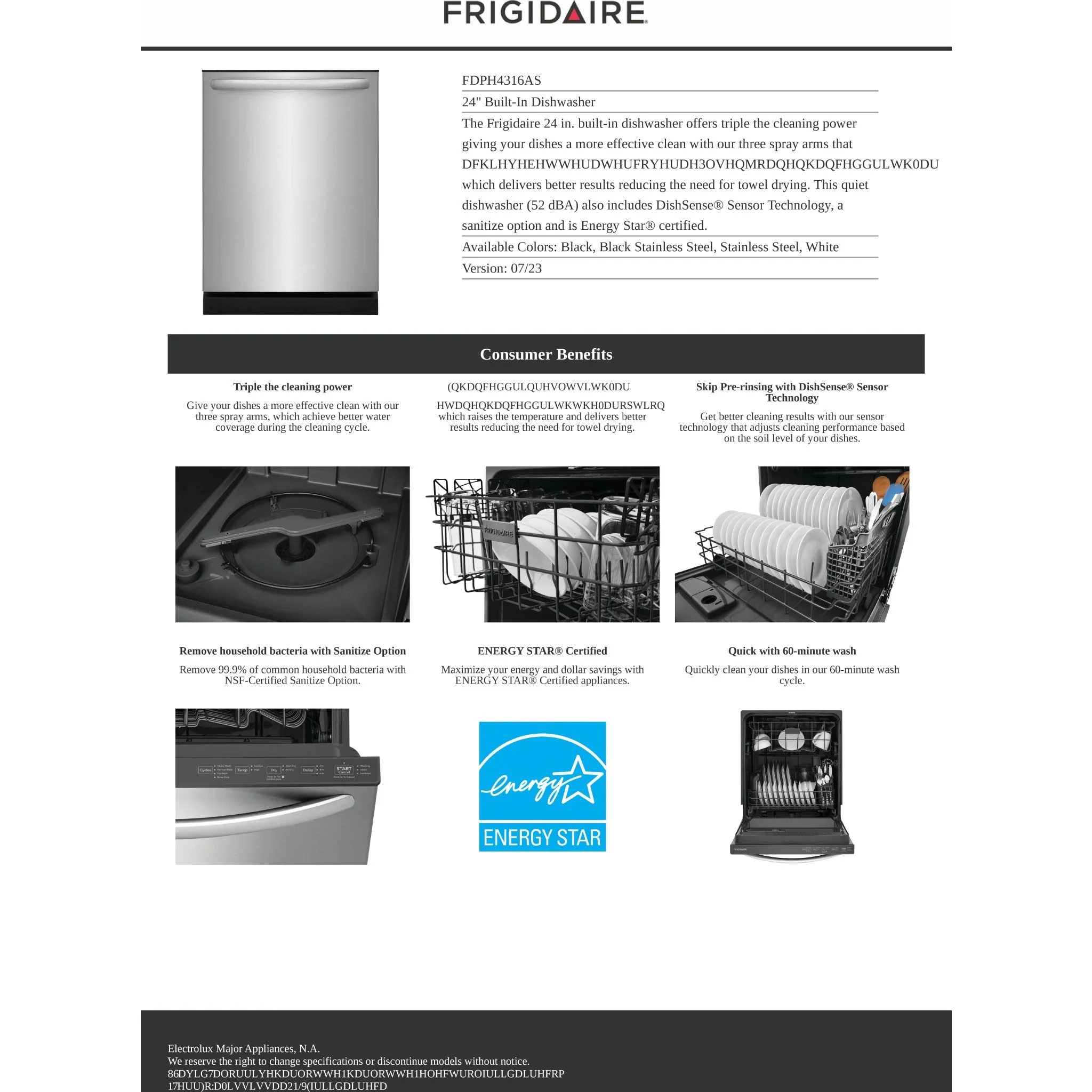 Frigidaire 24" Built-In Dishwasher - Stainless Steel ( FDPH4316AS ) - Image 15