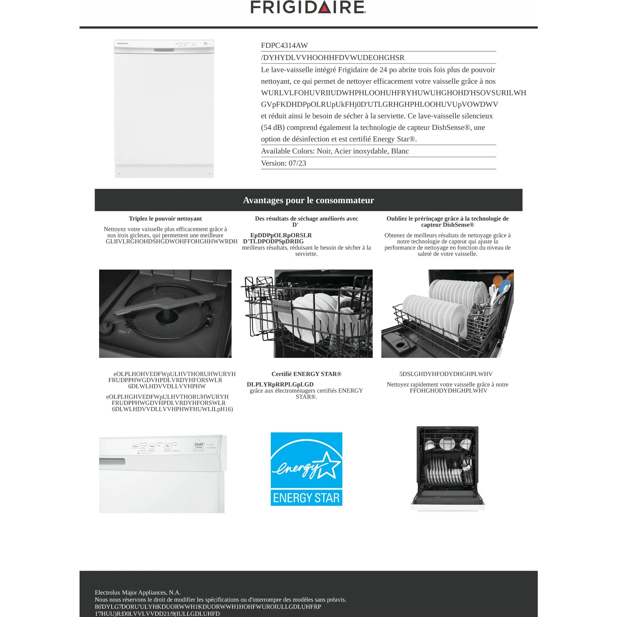 Frigidaire 24" Built-In Dishwasher - White ( FDPC4314AW ) - Image 16