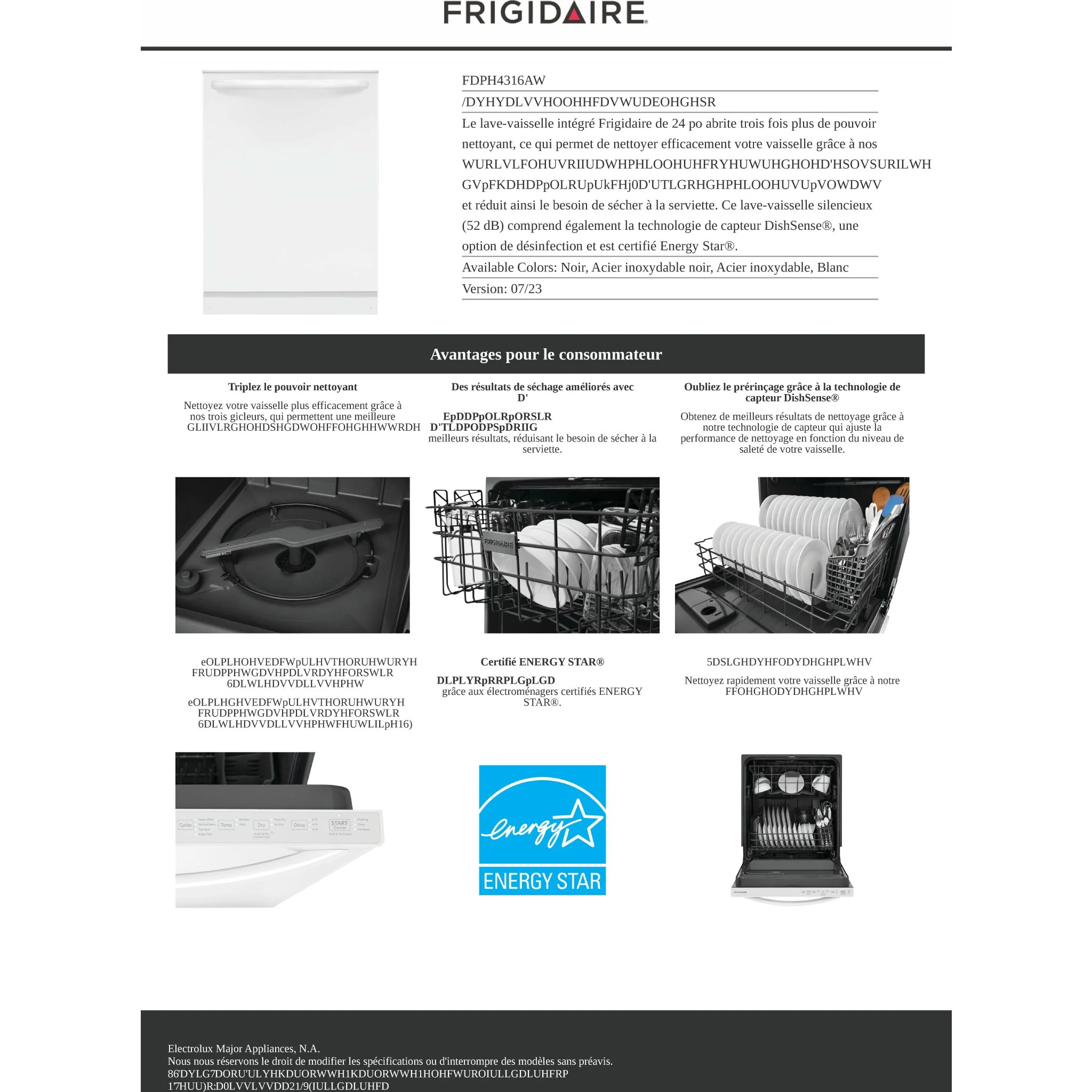 Frigidaire 24" Built-In Dishwasher - White ( FDPH4316AW ) - Image 14