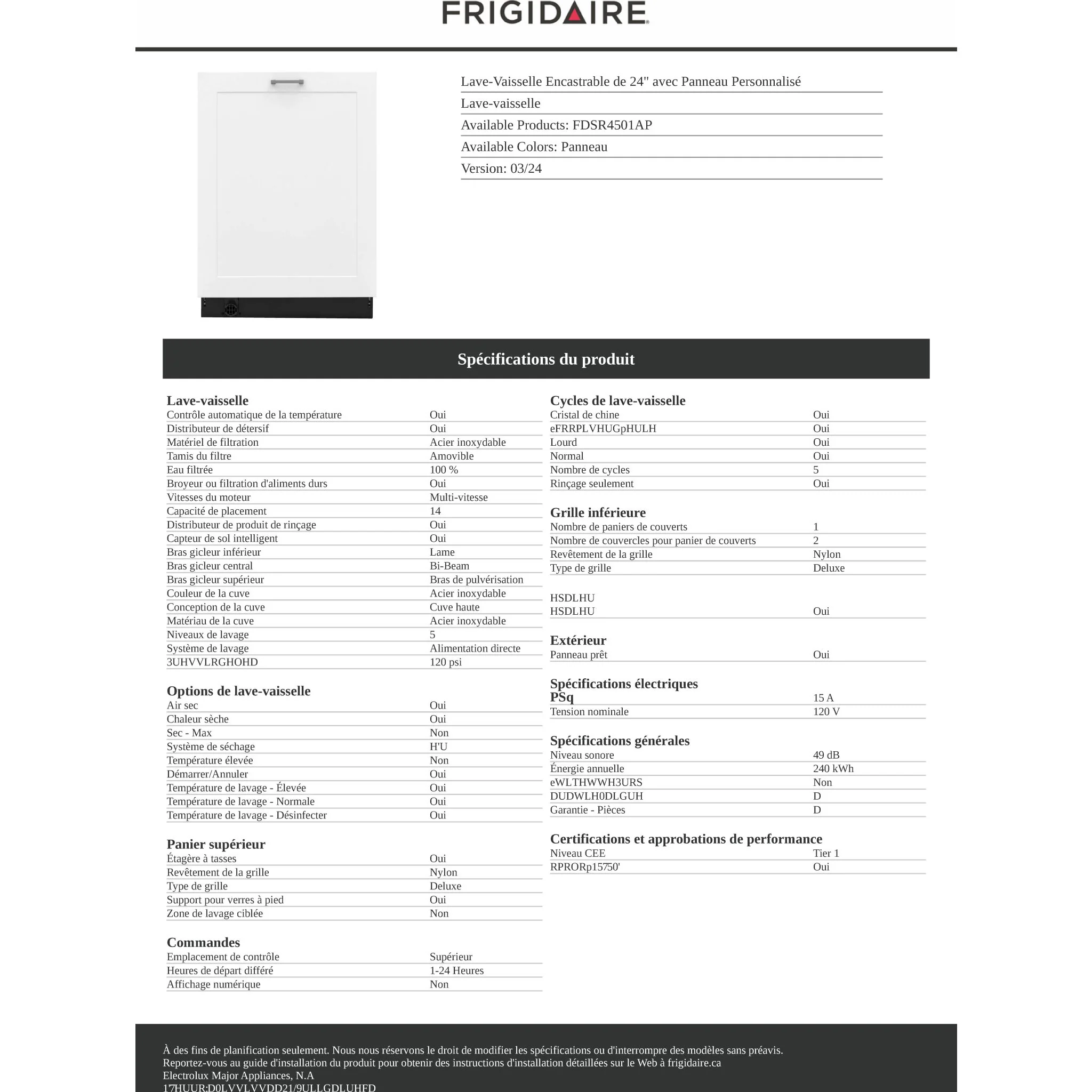 Frigidaire 24" Panel Ready Built-In Dishwasher - Panel Ready ( FDSR4501AP ) - Image 15