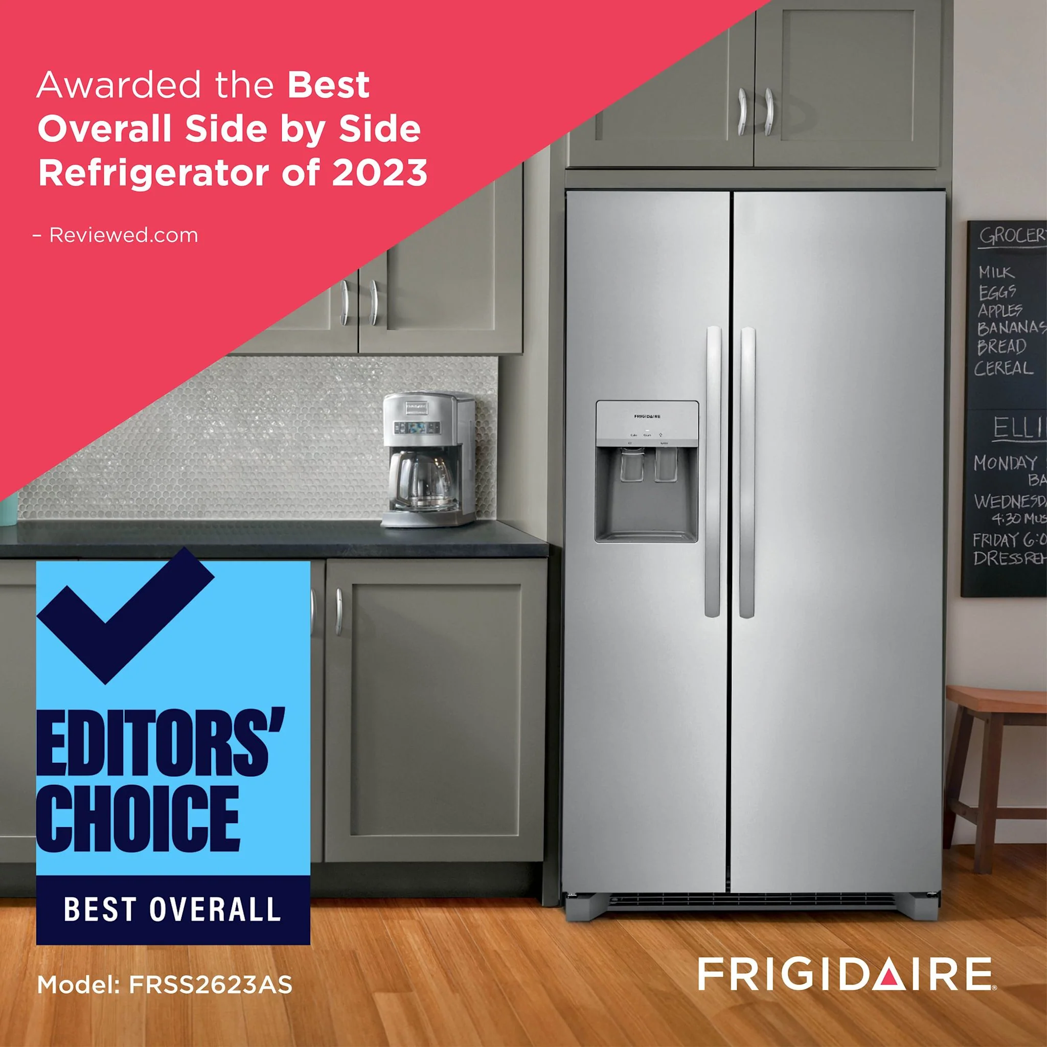Frigidaire 25.6 Cu. Ft. 36" Standard Depth Side by Side Refrigerator - Stainless Steel (FRSS2623AS) - Image 9
