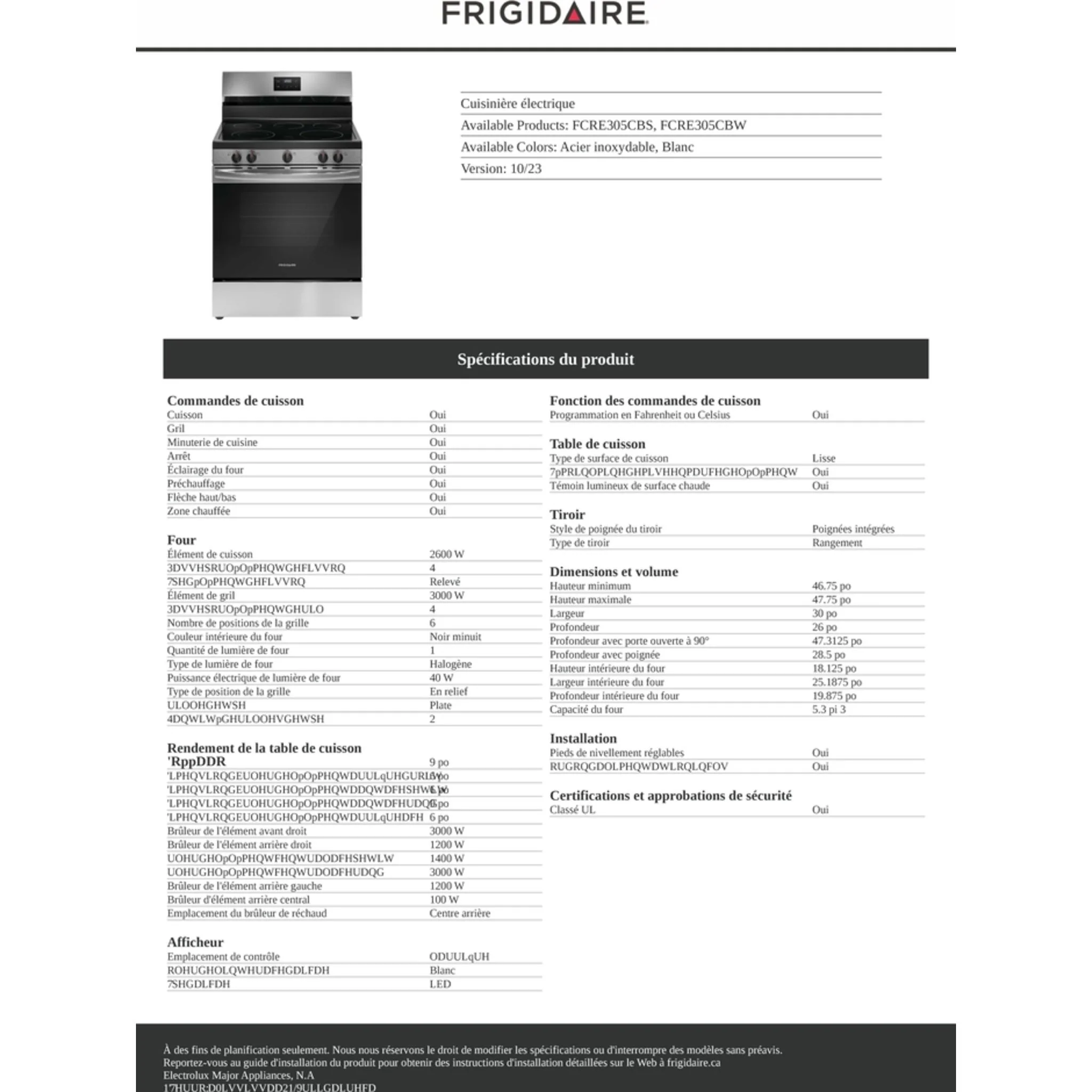 Frigidaire 30" Electric Range - Stainless Steel ( FCRE305CBS ) - Image 11