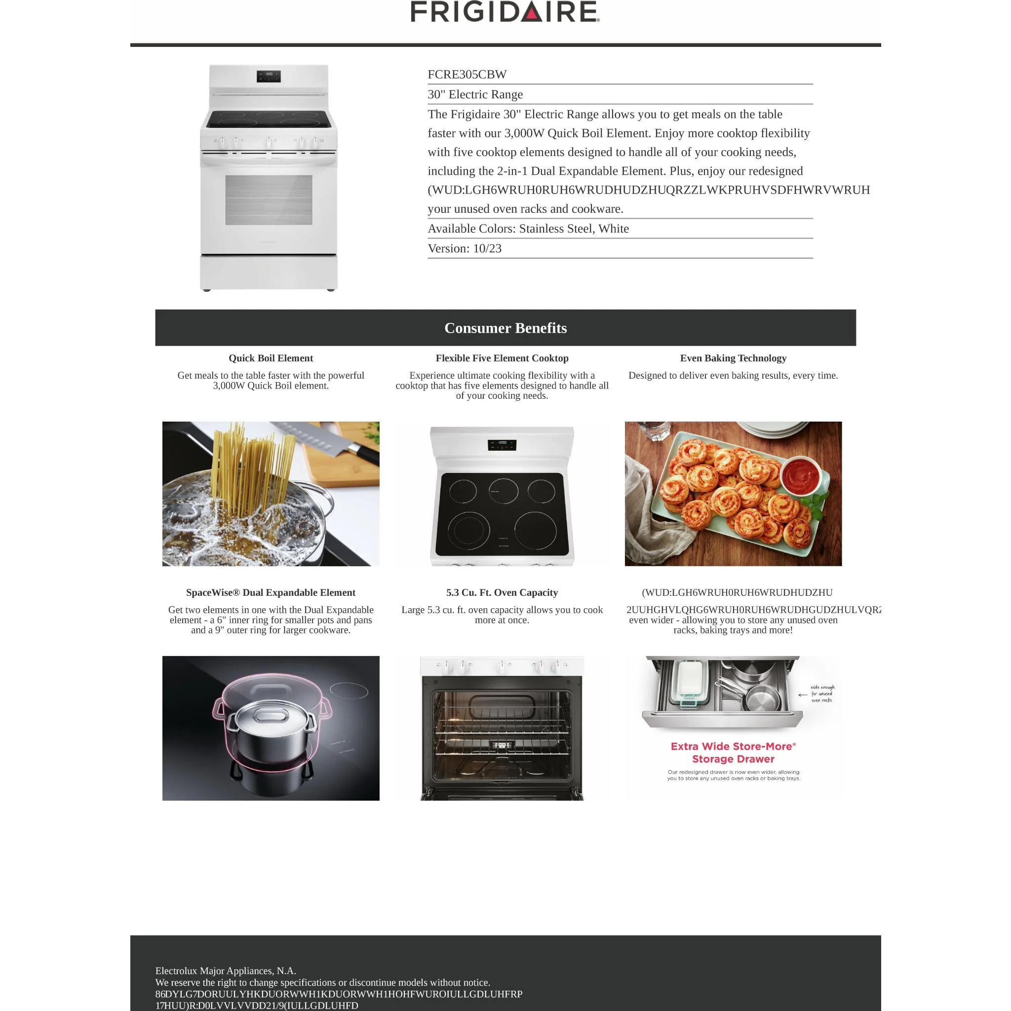 Frigidaire 30" Electric Range - White ( FCRE305CBW ) - Image 9