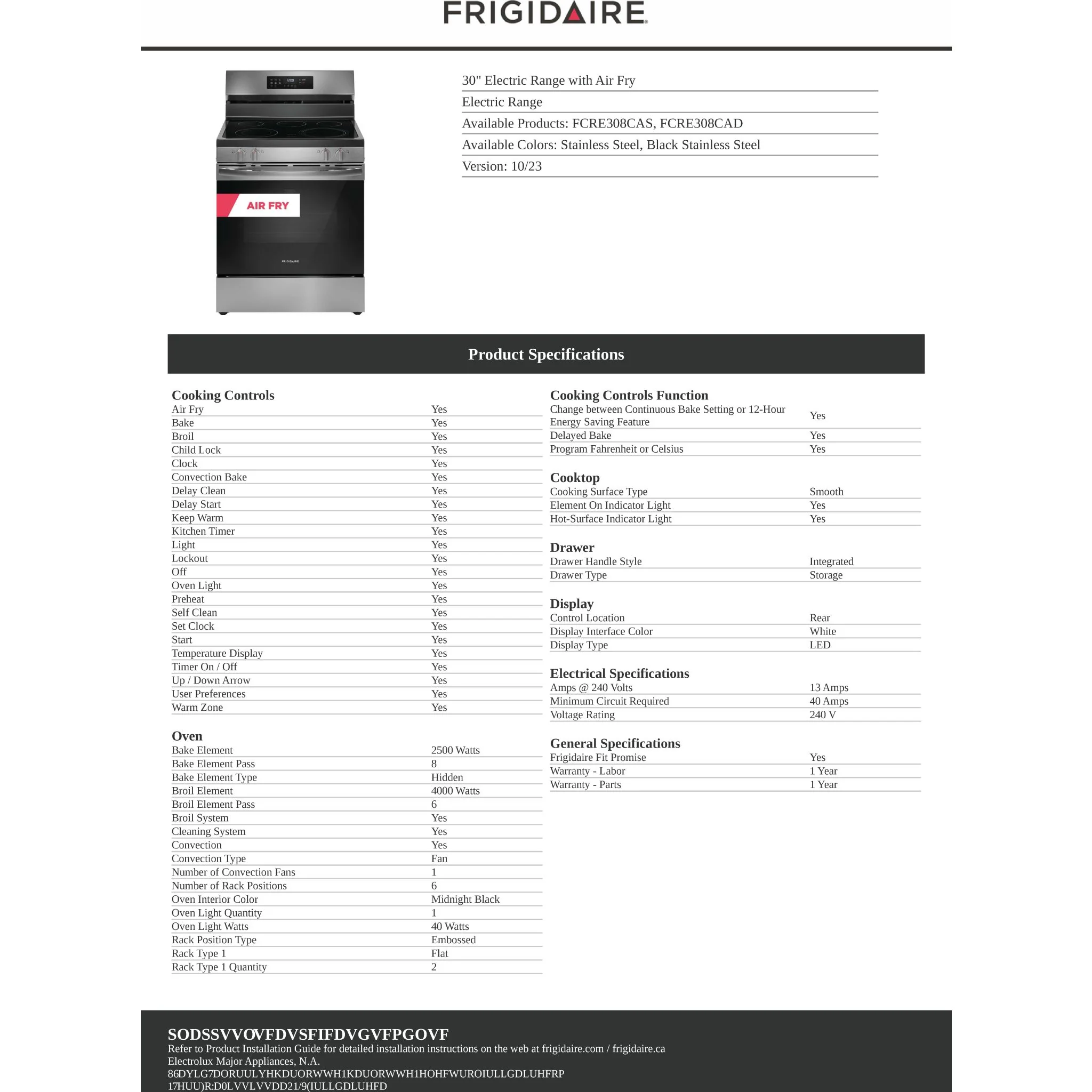 Frigidaire 30" Electric Range with Air Fry - Black Stainless ( FCRE308CAD ) - Image 10