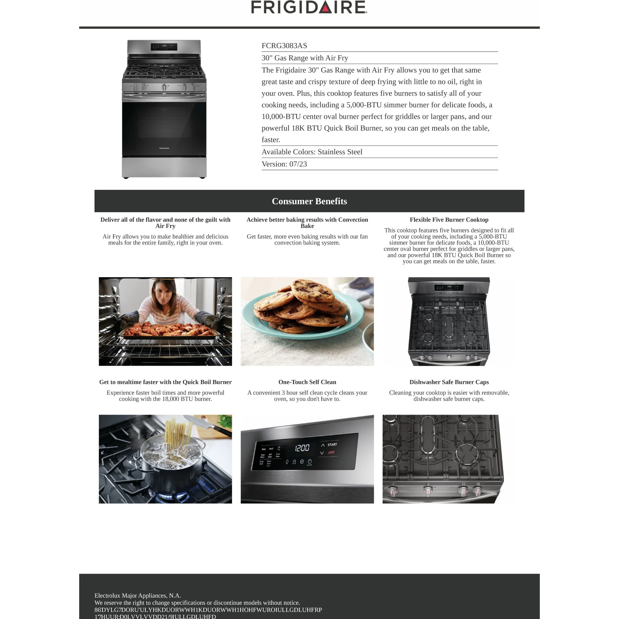 Frigidaire 30" Gas Range with Air Fry - Stainless Steel ( FCRG3083AS ) - Image 11