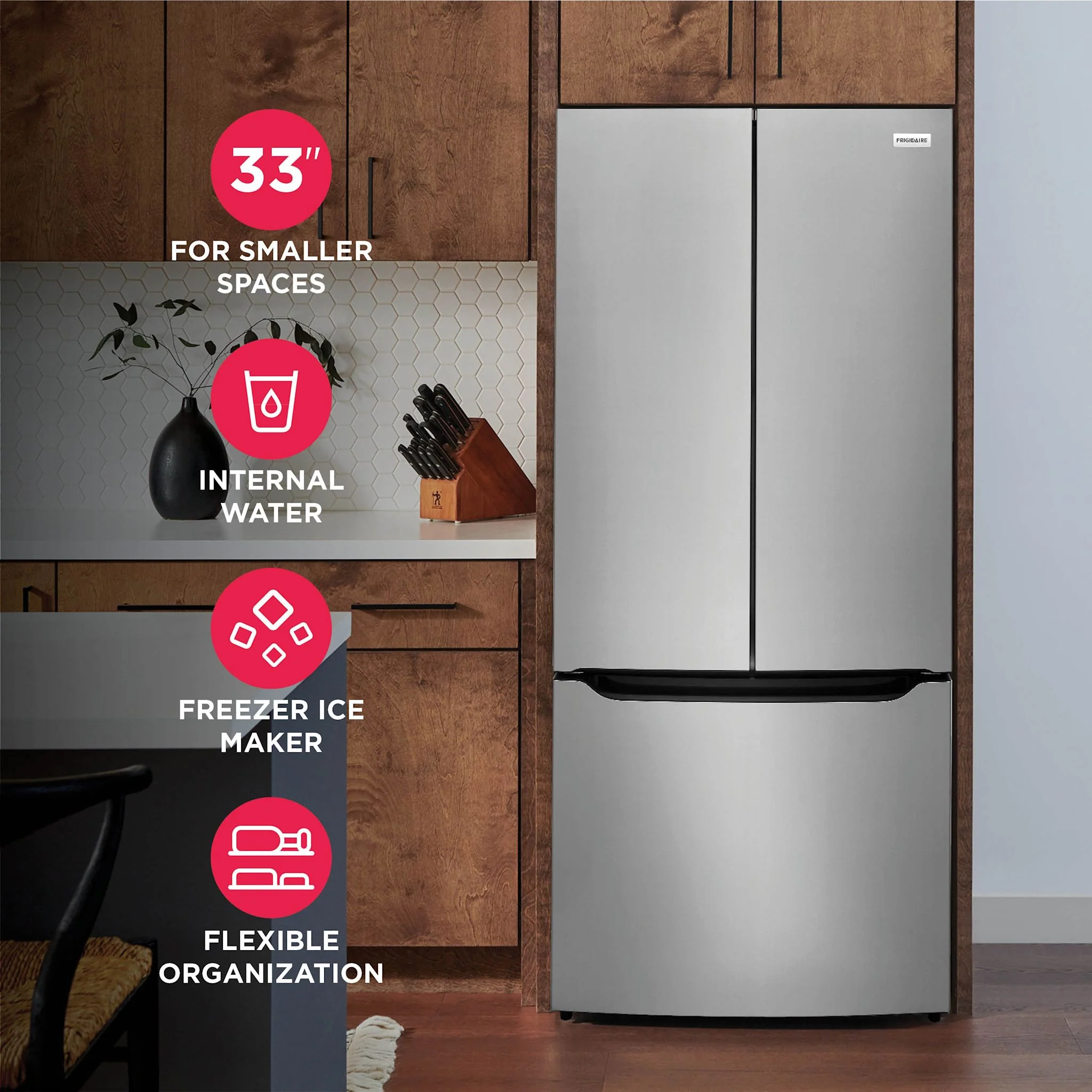 Frigidaire 33-in Counter Depth French-Door with Internal Water and Ice - Stainless Steel (FRFG2033AV) - Image 9