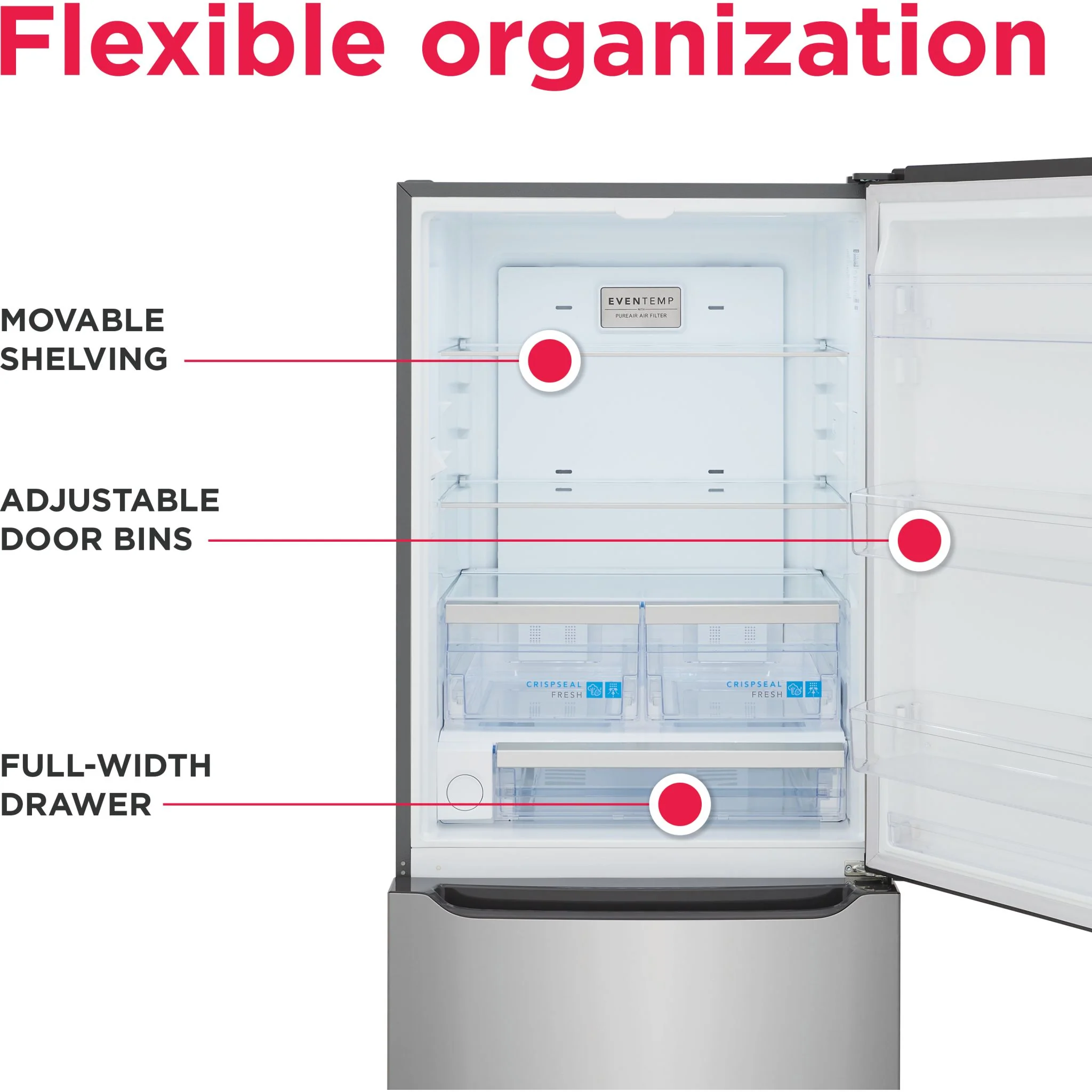 Frigidaire Gallery 20 Cu. Ft. Standard-Depth Bottom Freezer Refrigerator - Stainless Steel ( GRBN2012AF ) - Image 3