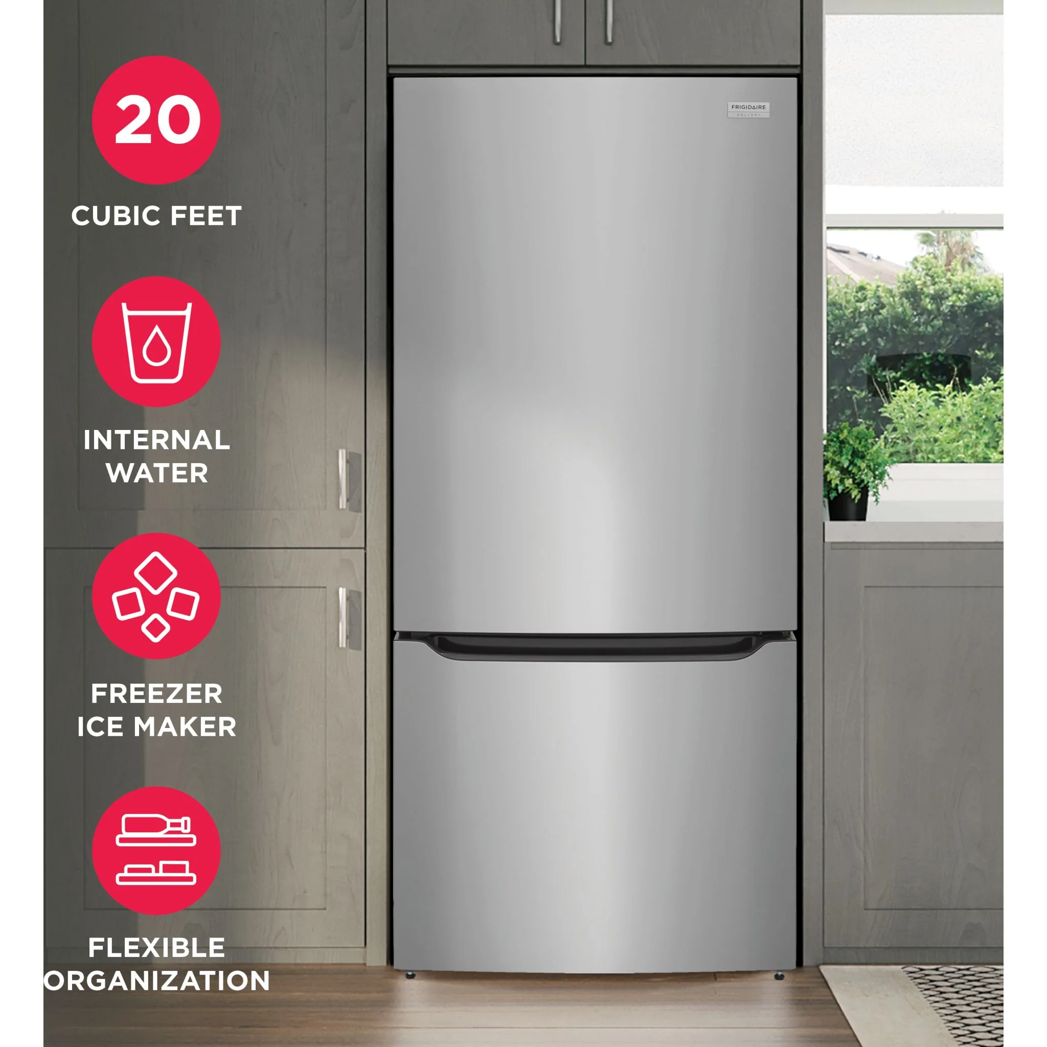Frigidaire Gallery 20 Cu. Ft. Standard-Depth Bottom Freezer Refrigerator - Stainless Steel ( GRBN2012AF ) - Image 8
