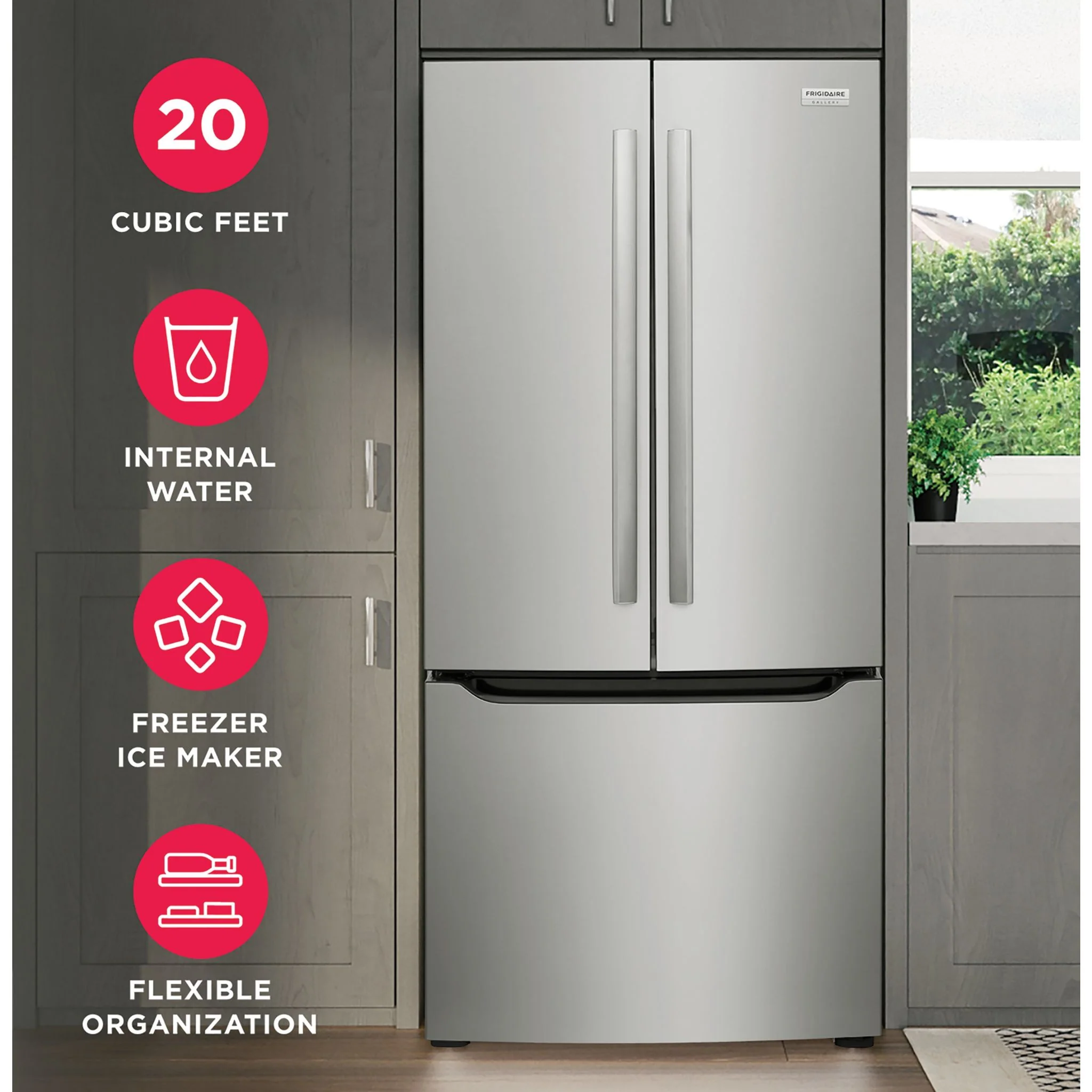 Frigidaire Gallery 20 Cu. Ft. Standard-Depth French Door Refrigerator - Stainless Steel ( GRFN2023AF ) - Image 19