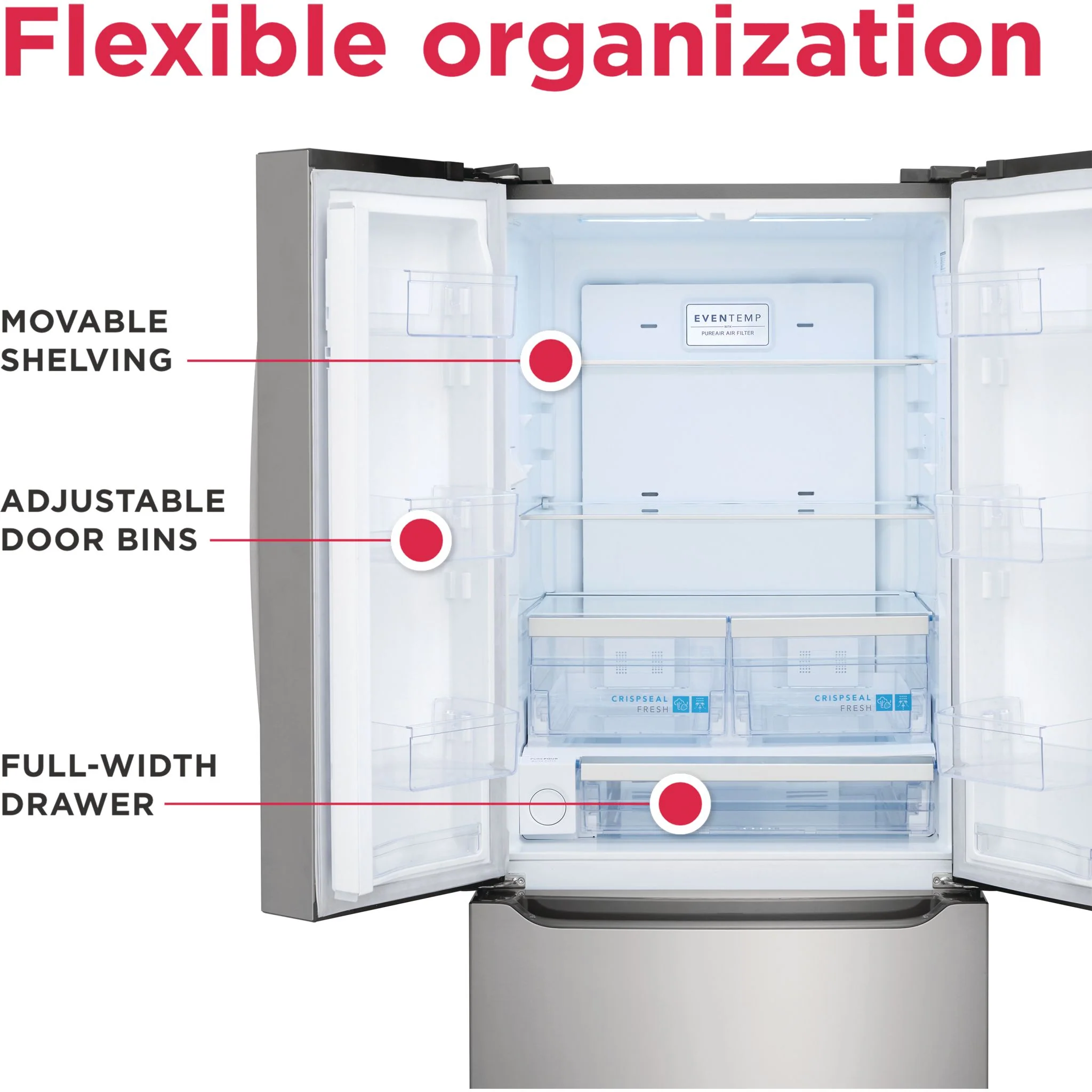 Frigidaire Gallery 20 Cu. Ft. Standard-Depth French Door Refrigerator - Stainless Steel ( GRFN2023AF ) - Image 5