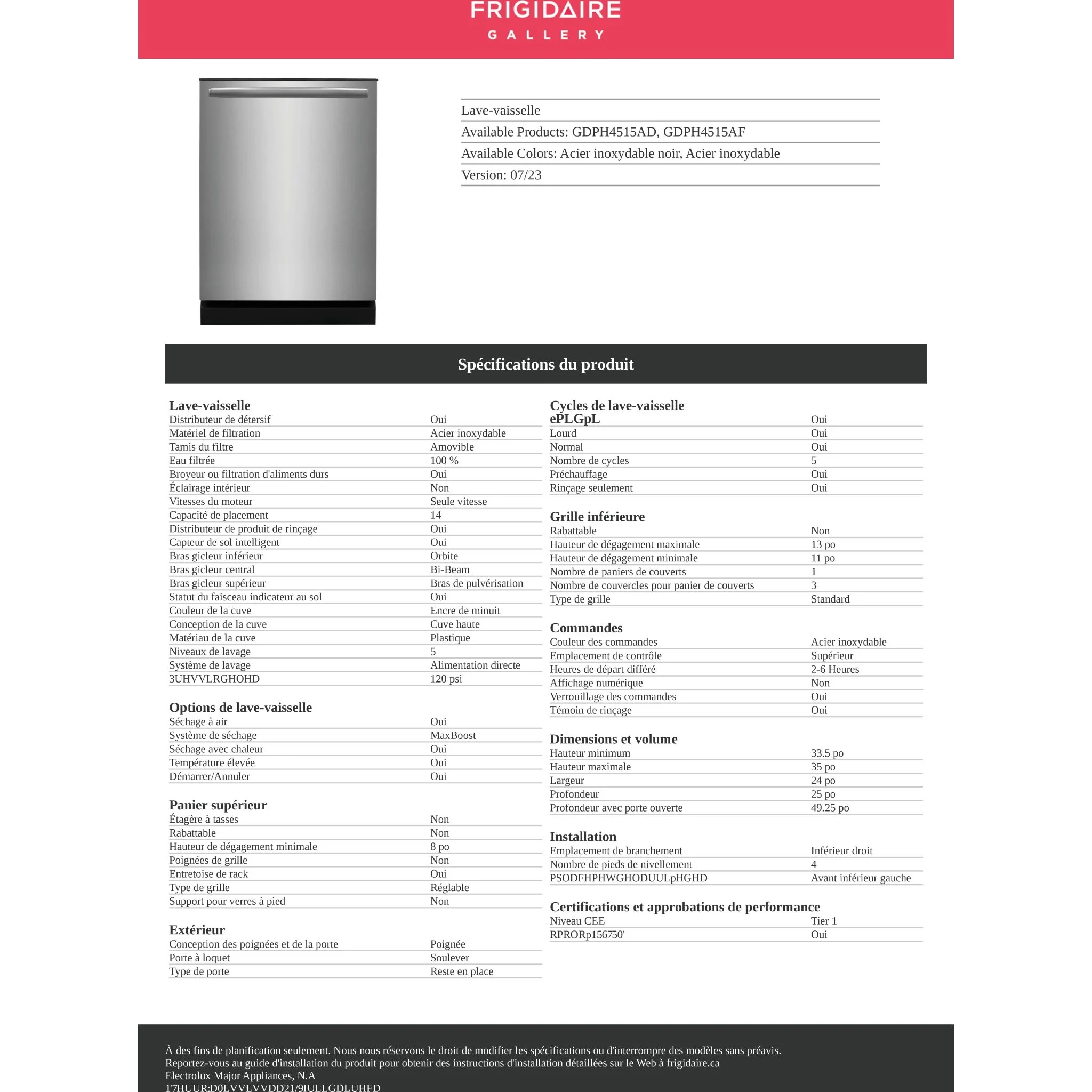 Frigidaire Gallery 24" Built-In Dishwasher - Stainless Steel ( GDPH4515AF ) - Image 17