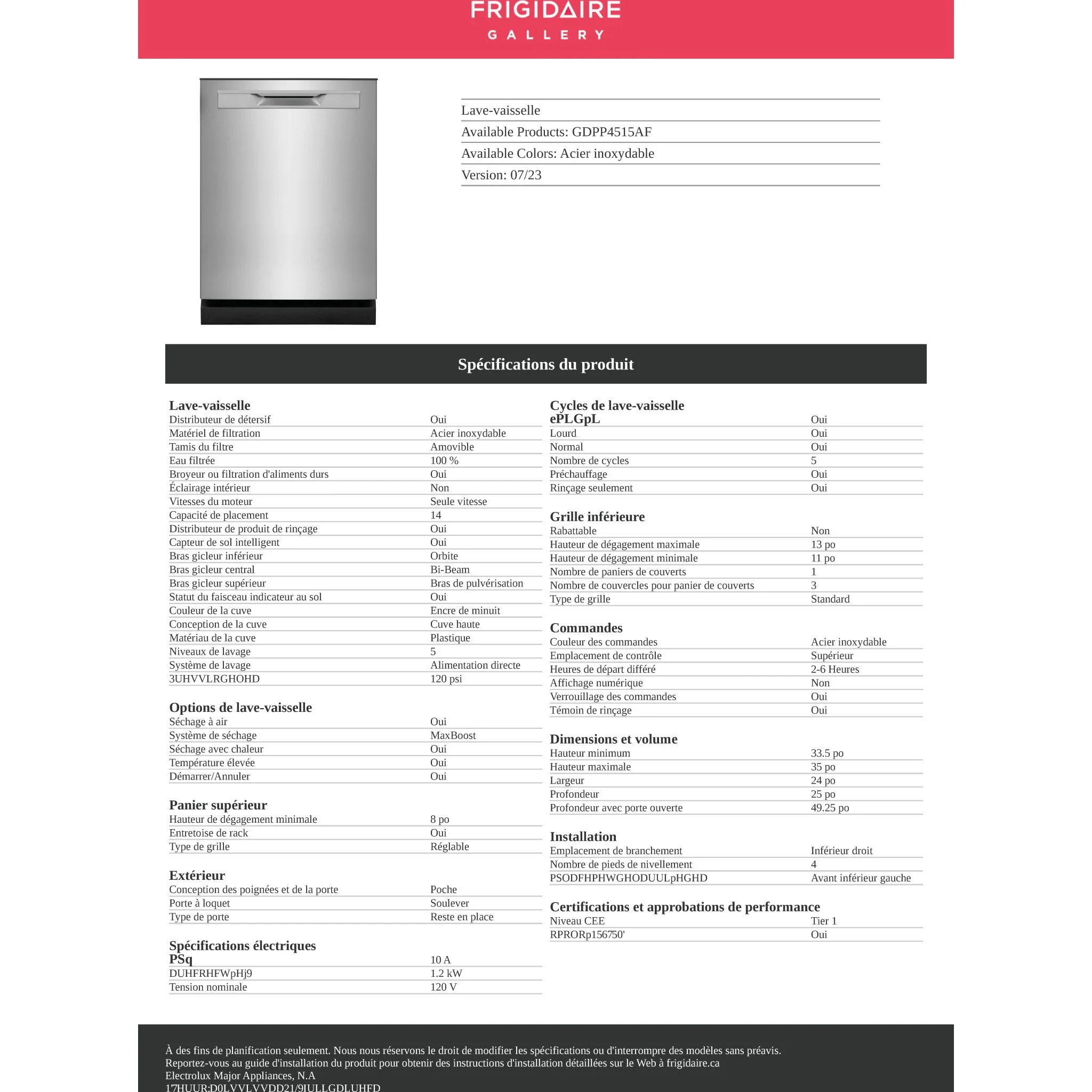 Frigidaire Gallery 24" Built-In Dishwasher - Stainless Steel ( GDPP4515AF ) - Image 19