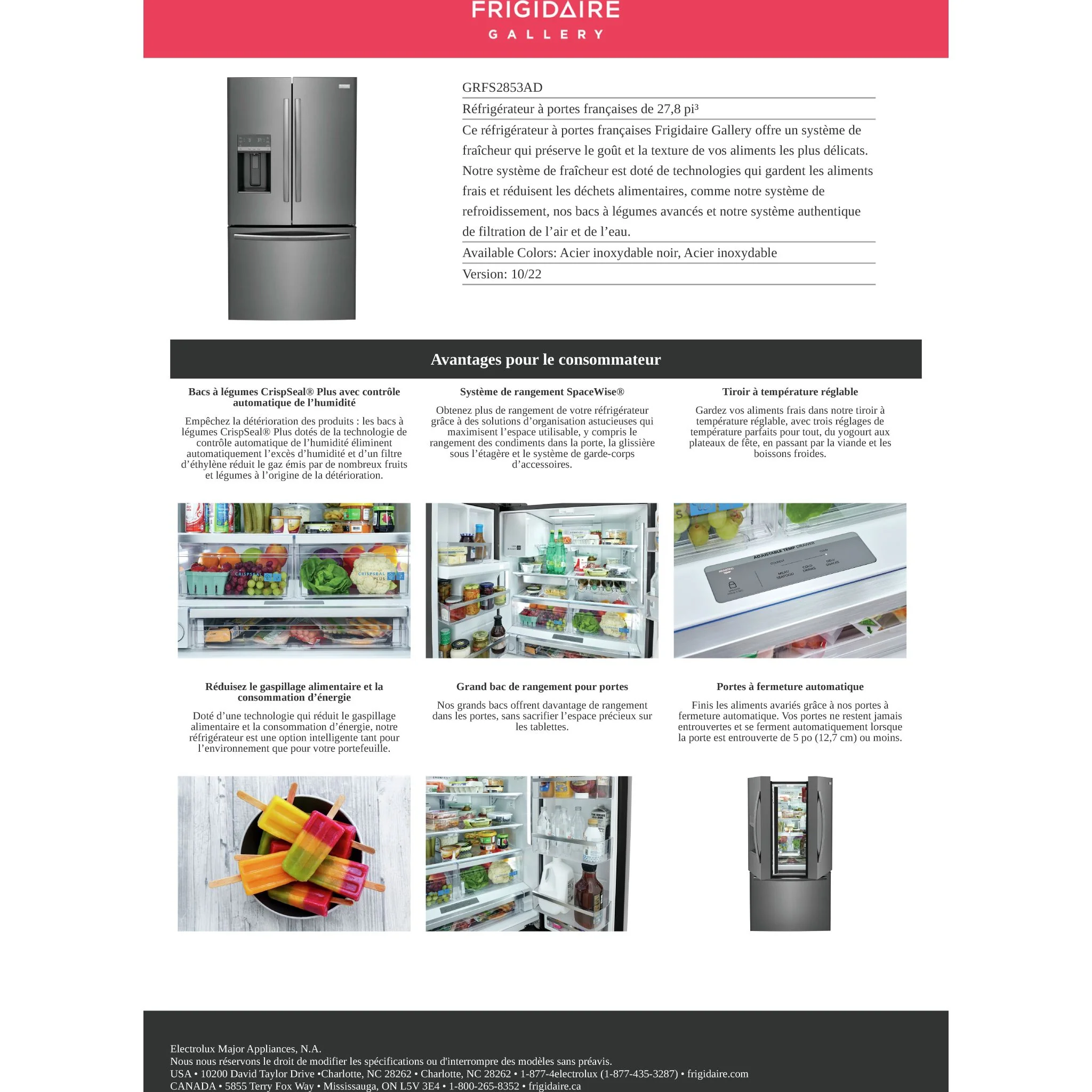 Frigidaire Gallery 28 Cu. Ft. Standard-Depth French Door Refrigerator - Black Stainless ( GRFS2853AD ) - Image 24