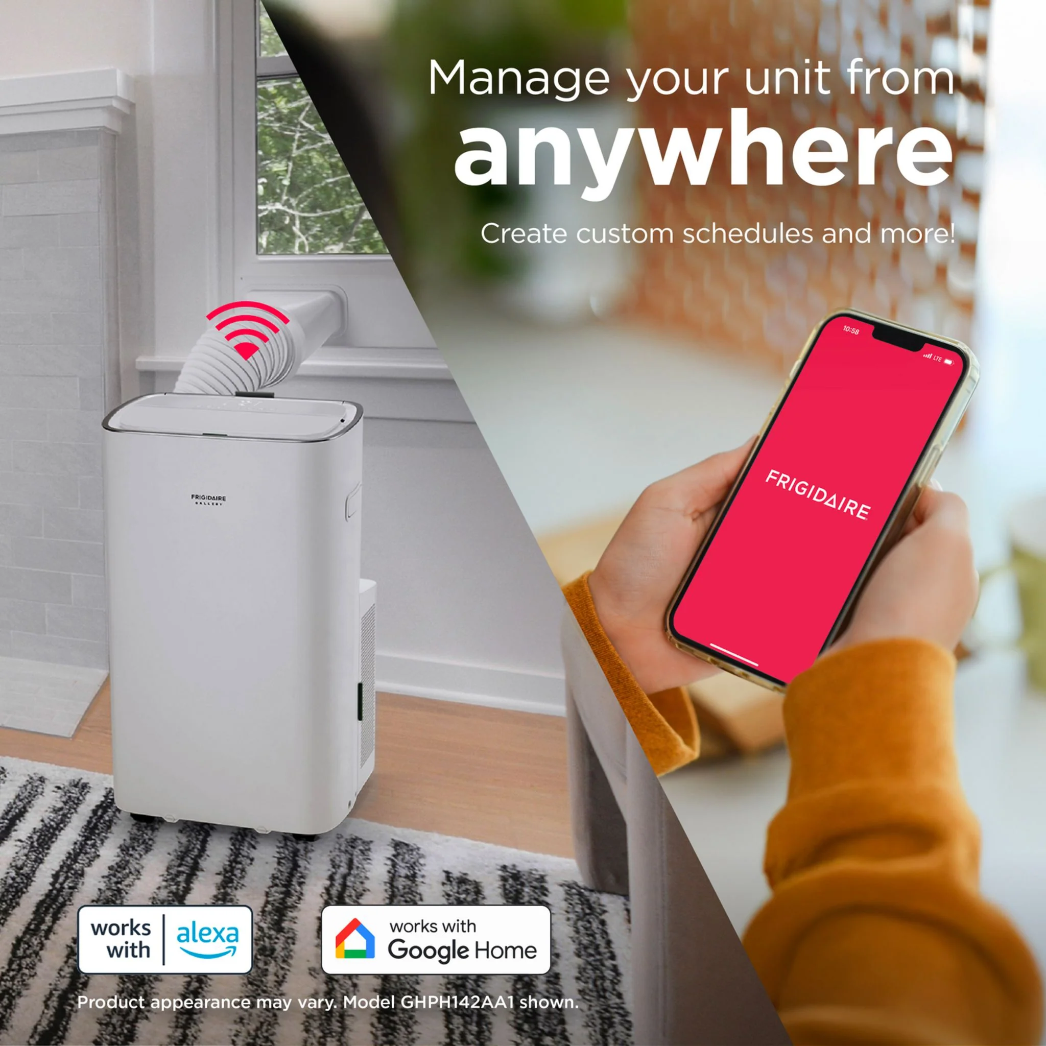 Frigidaire Gallery 3-in-1 Connected Inverter Portable Room Air Conditioner 14,000 BTU (ASHRAE) / 10,500 BTU (DOE) - White ( GHPC142AA1 ) - Image 9
