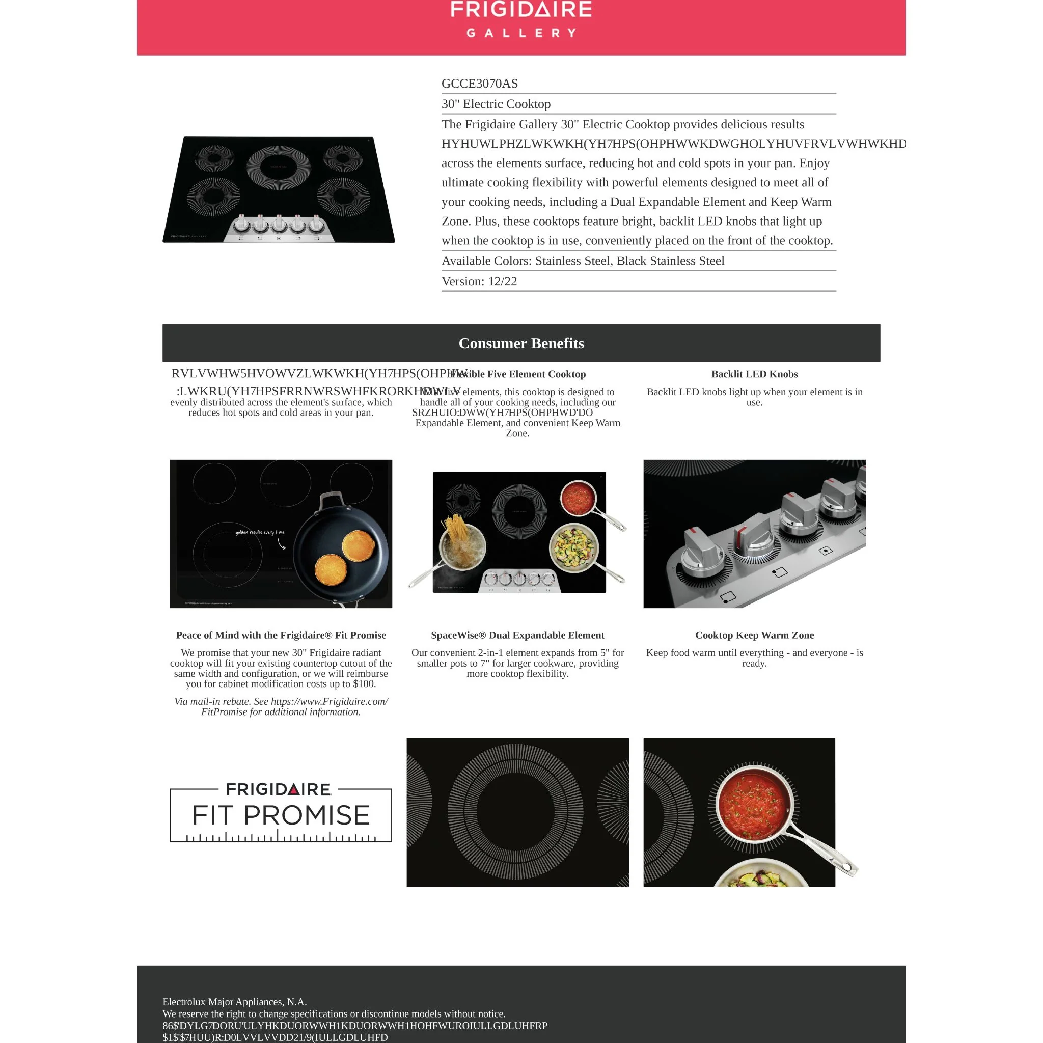 Frigidaire Gallery 30" Electric Cooktop - Stainless Steel ( GCCE3070AS ) - Image 11