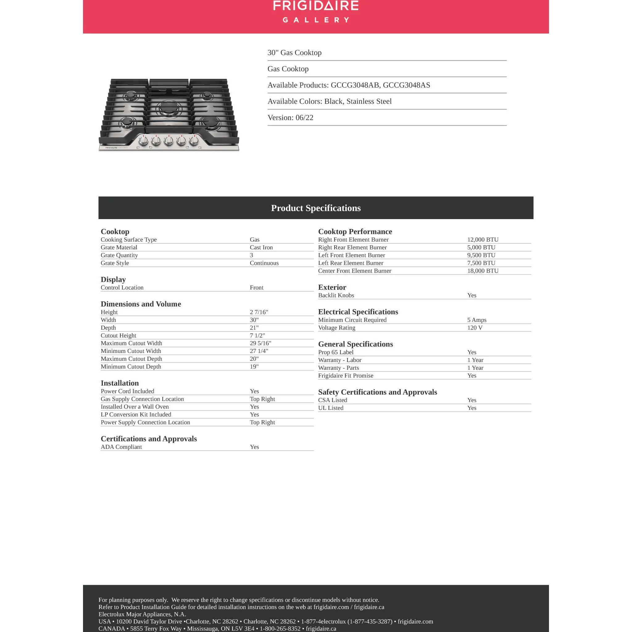 Frigidaire Gallery 30" Gas Cooktop - Stainless Steel ( GCCG3048AS ) - Image 11