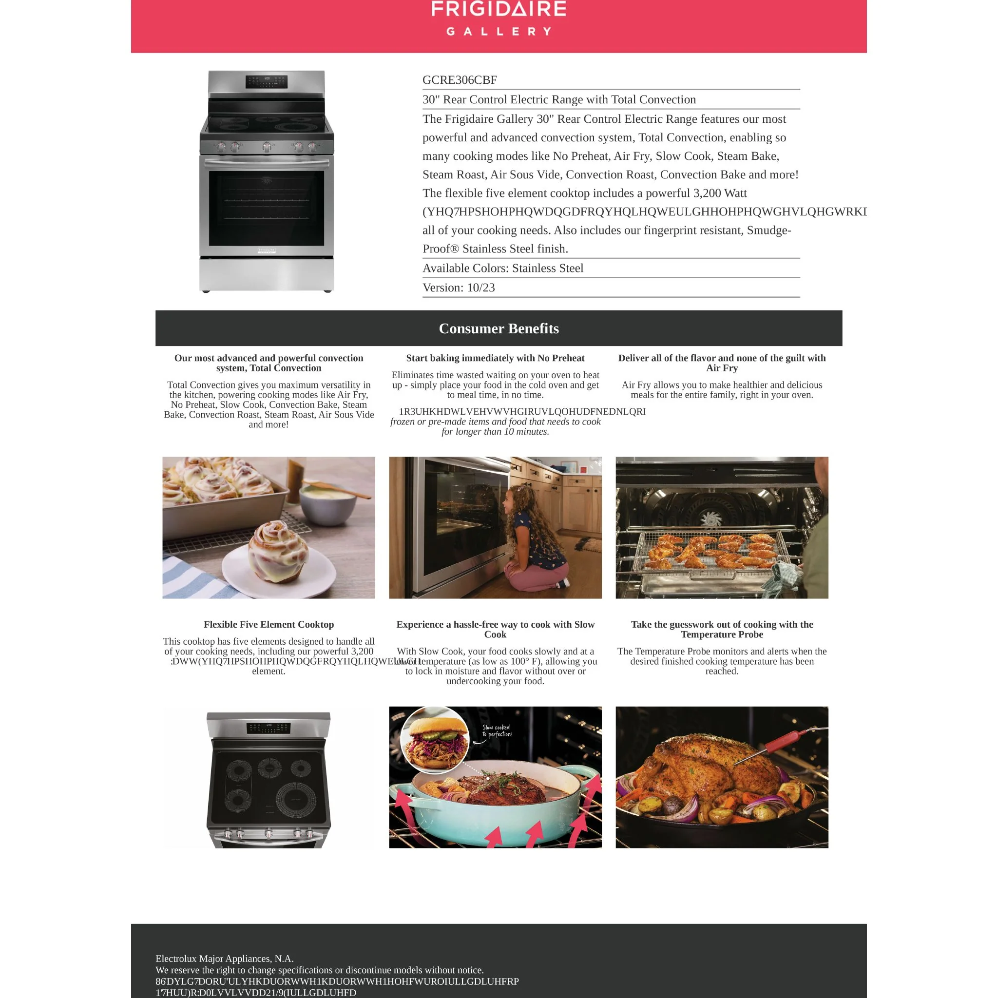 Frigidaire Gallery 30" Rear Control Electric Range with Total Convection - Stainless Steel ( GCRE306CBF ) - Image 17