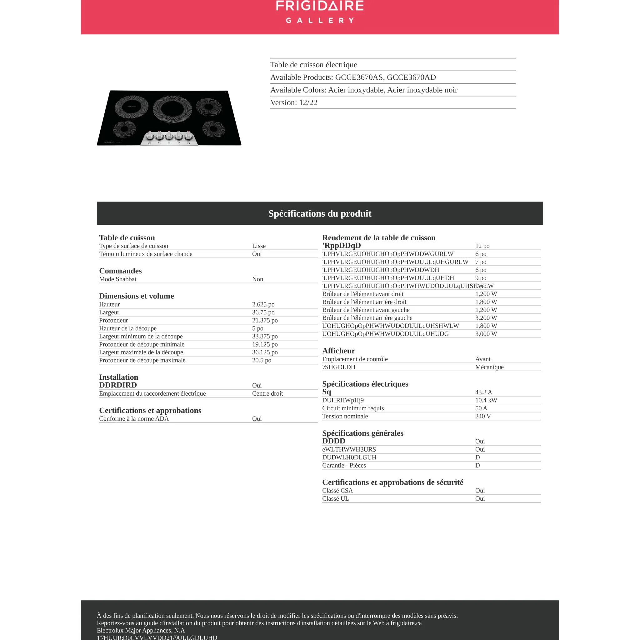 Frigidaire Gallery 36" Electric Cooktop - Black Stainless ( GCCE3670AD ) - Image 10
