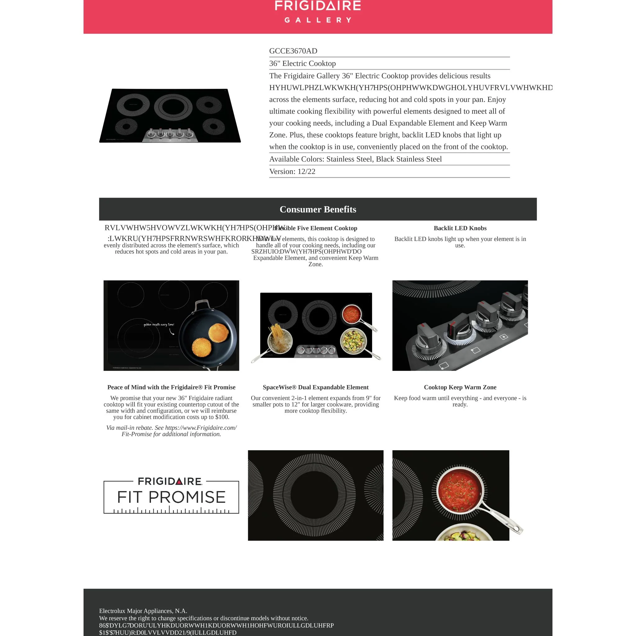 Frigidaire Gallery 36" Electric Cooktop - Black Stainless ( GCCE3670AD ) - Image 11