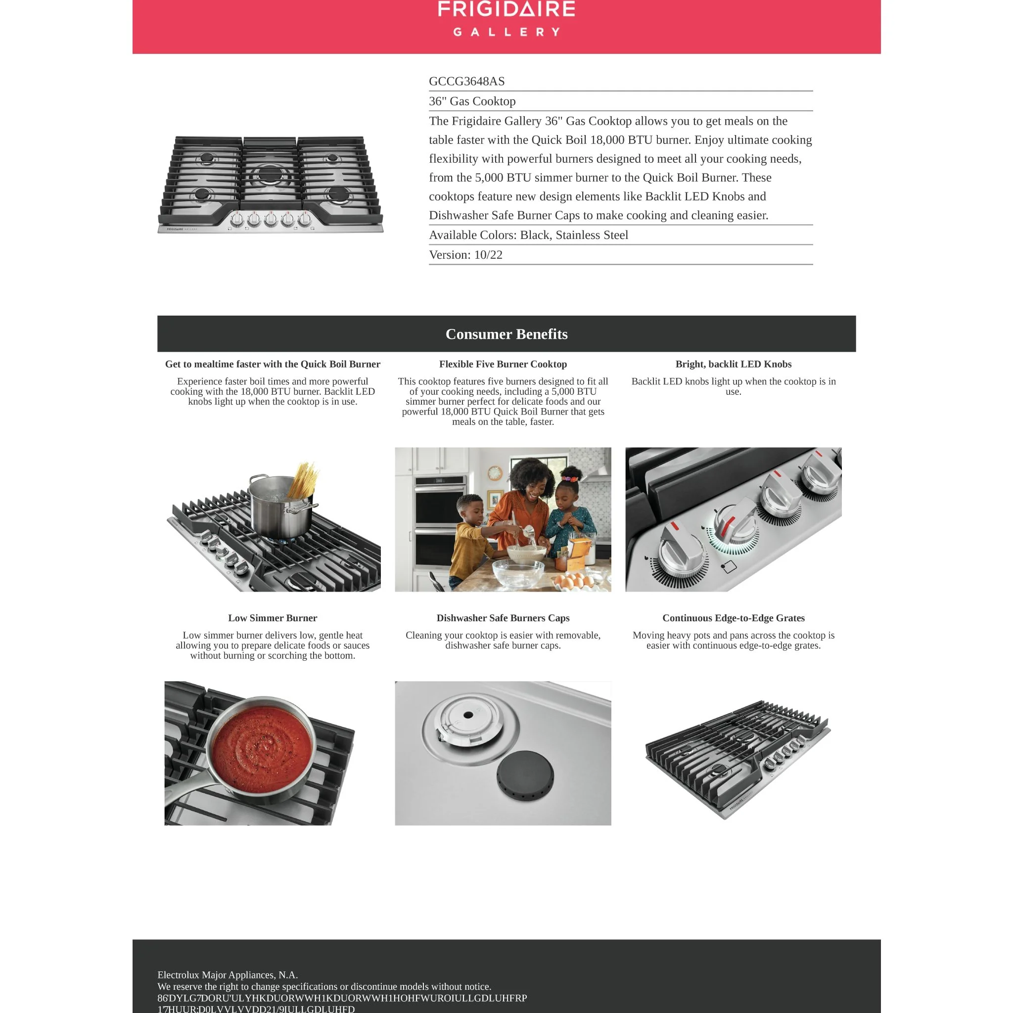 Frigidaire Gallery 36" Gas Cooktop - Stainless Steel ( GCCG3648AS ) - Image 13