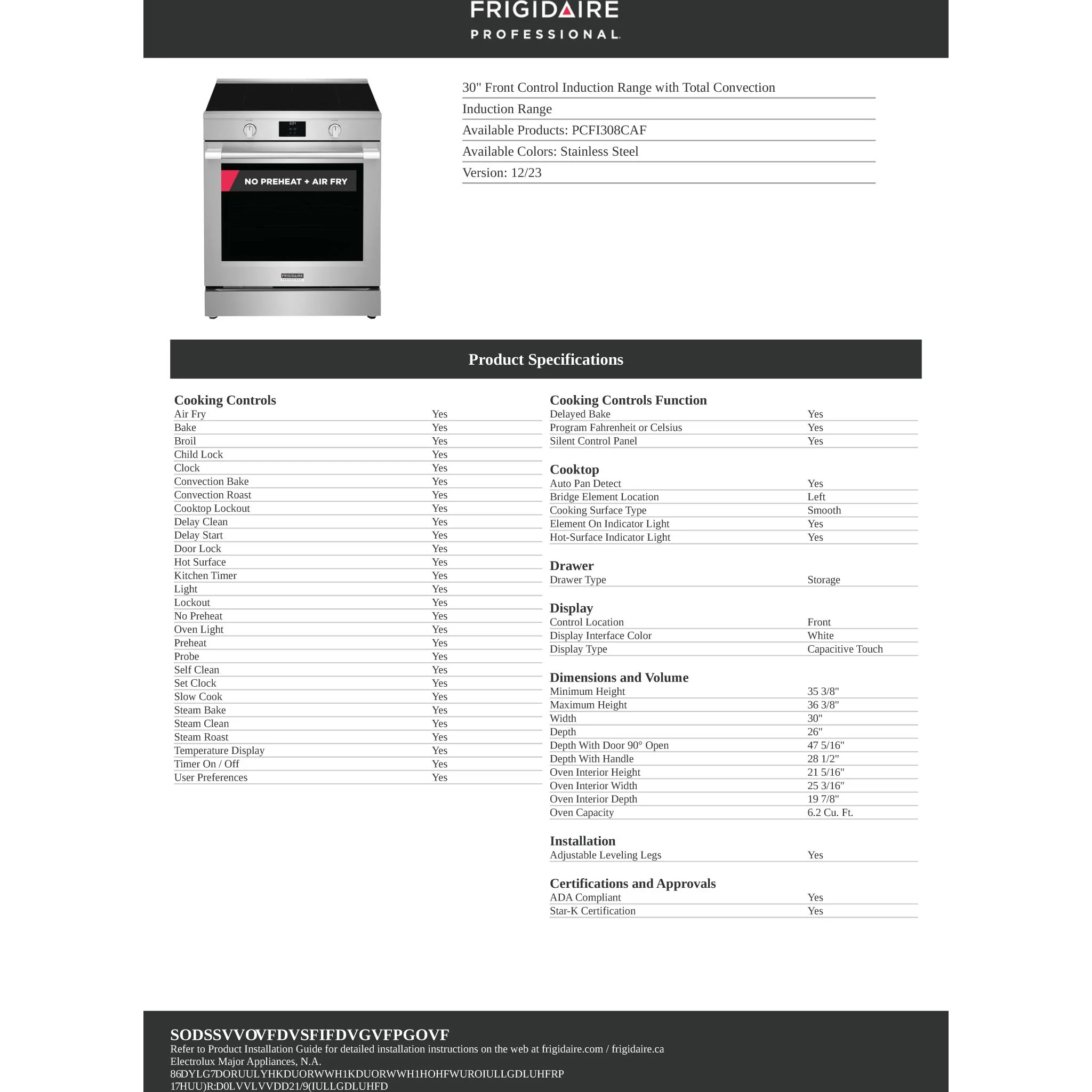 Frigidaire Professional 30" Induction Range with Total Convection - Stainless Steel ( PCFI308CAF ) - Image 19