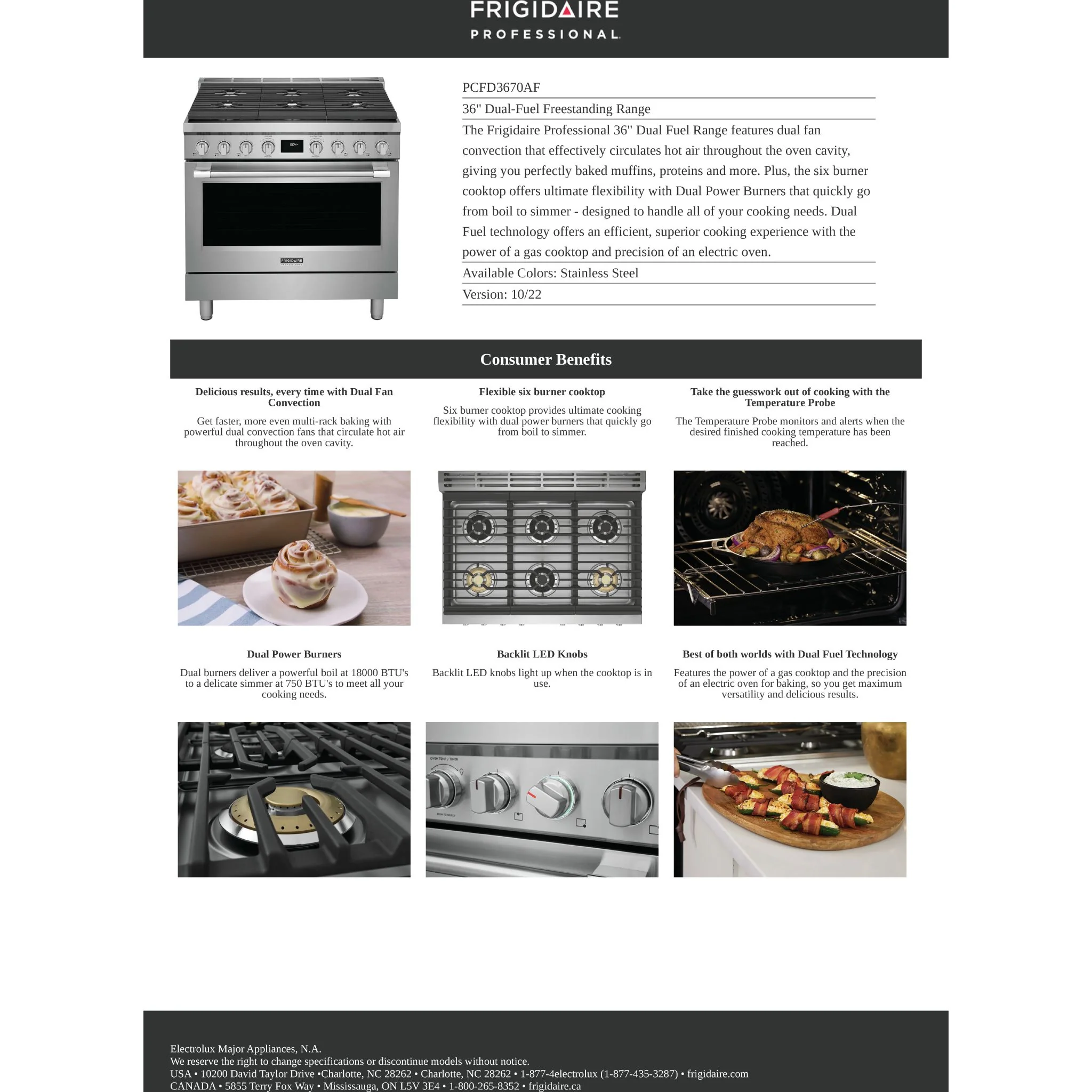 Frigidaire Professional 36" Dual-Fuel Freestanding Range - Stainless Steel ( PCFD3670AF ) - Image 12