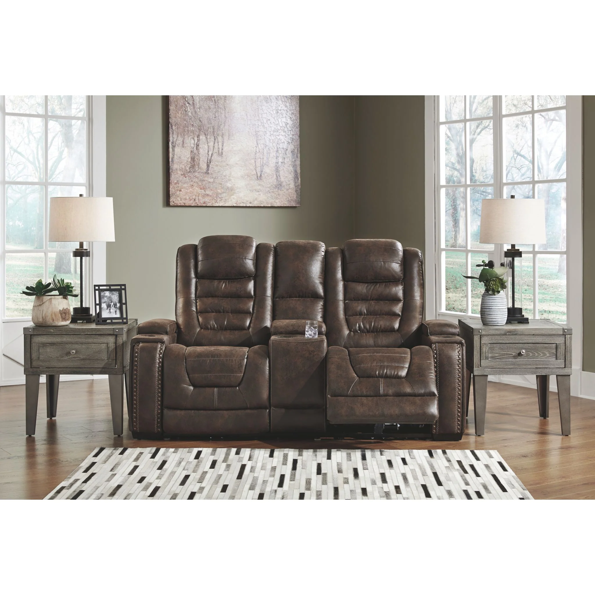 Game Zone Power Reclining Loveseat with Console and Adj Head - Image 4
