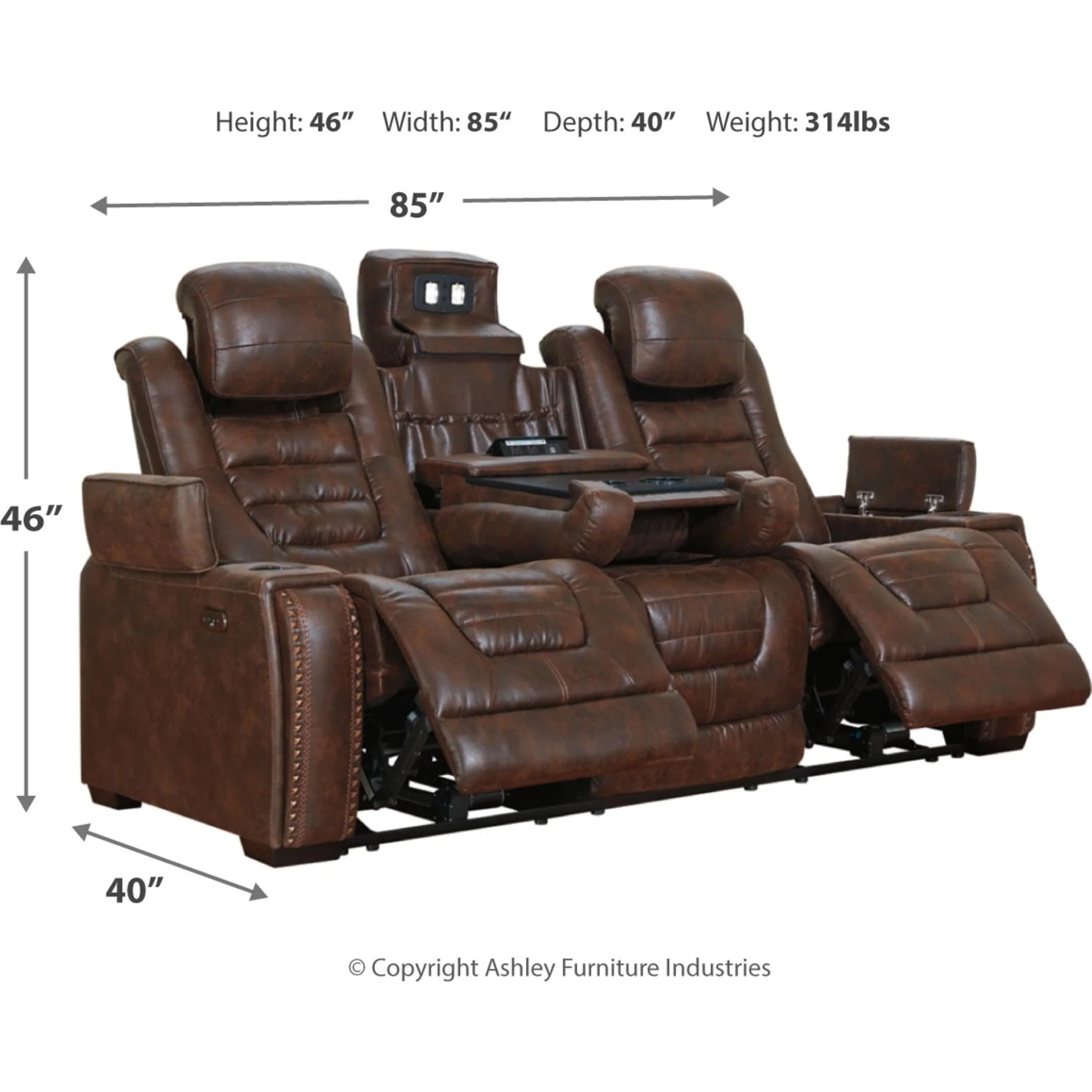 Game Zone Power Reclining Sofa with Adjustable Headrest - Image 5
